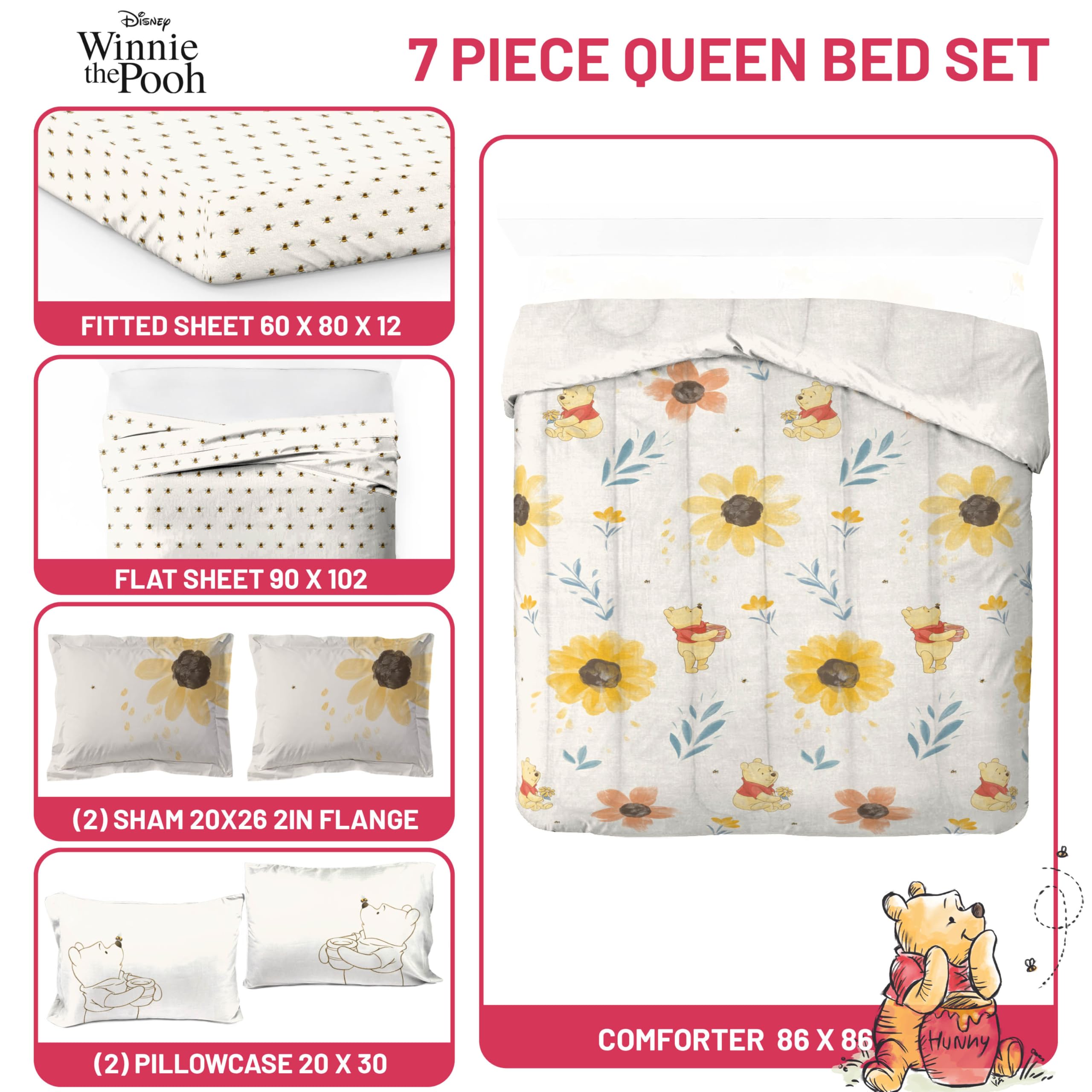 Foto 4 pulgar | Juego De Ropa De Cama Jay Franco Disney Winnie The Pooh Queen De 7 Piezas - Venta Internacional.