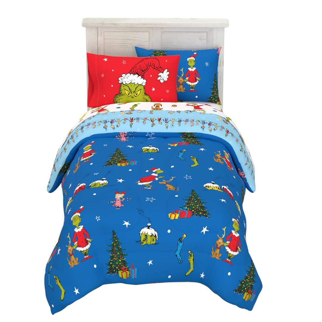 Foto 2 pulgar | Juego De Ropa De Cama Franco Grinch De Dr. Seuss Holiday, Talla Doble - Venta Internacional.