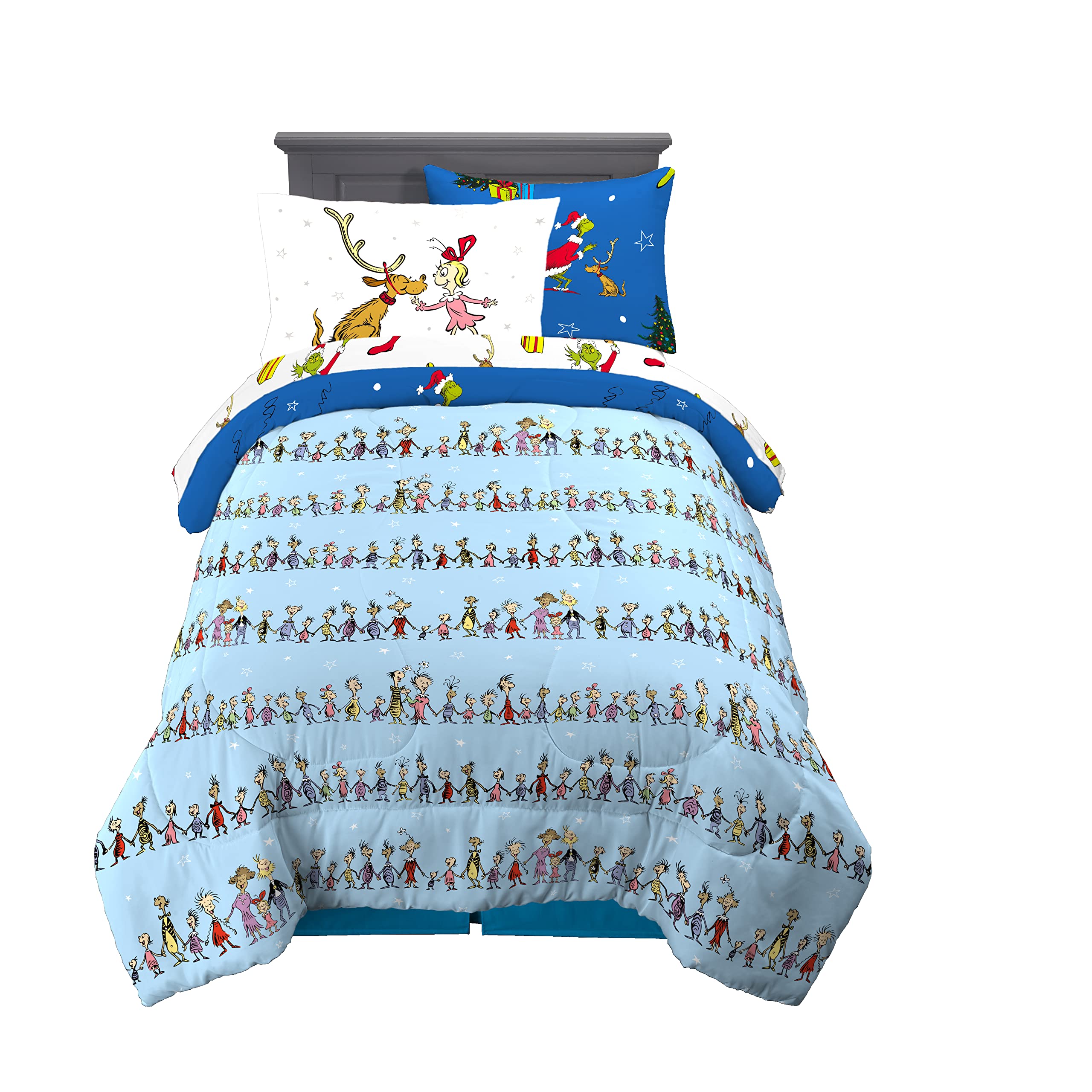 Foto 3 pulgar | Juego De Ropa De Cama Franco Grinch De Dr. Seuss Holiday, Talla Doble - Venta Internacional.