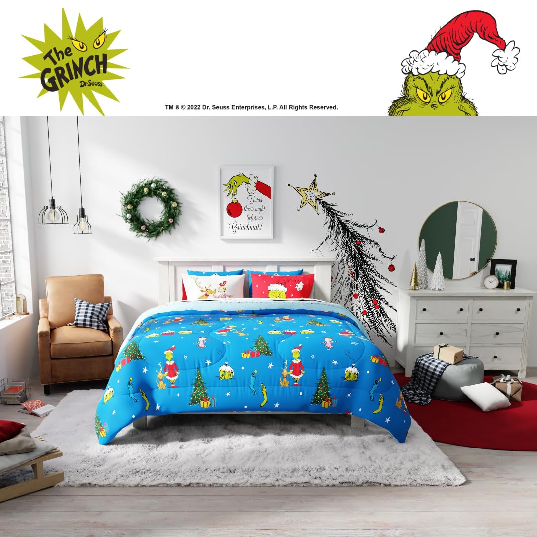 Foto 7 | Juego De Sábanas Franco Grinch De Dr. Seuss Holiday King Size - Venta Internacional.