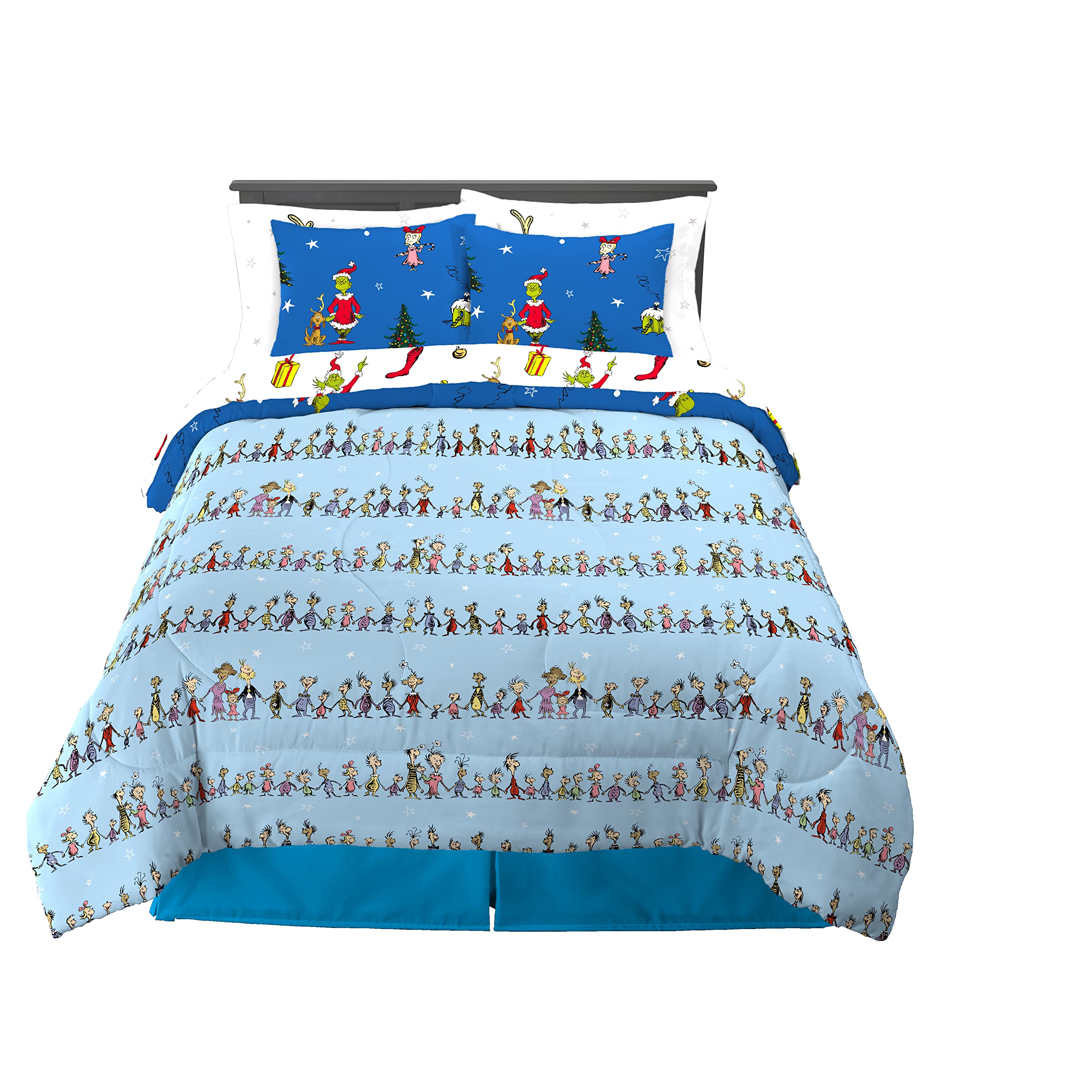 Foto 3 pulgar | Juego De Ropa De Cama Franco Grinch De Dr. Seuss Holiday Queen Size - Venta Internacional.