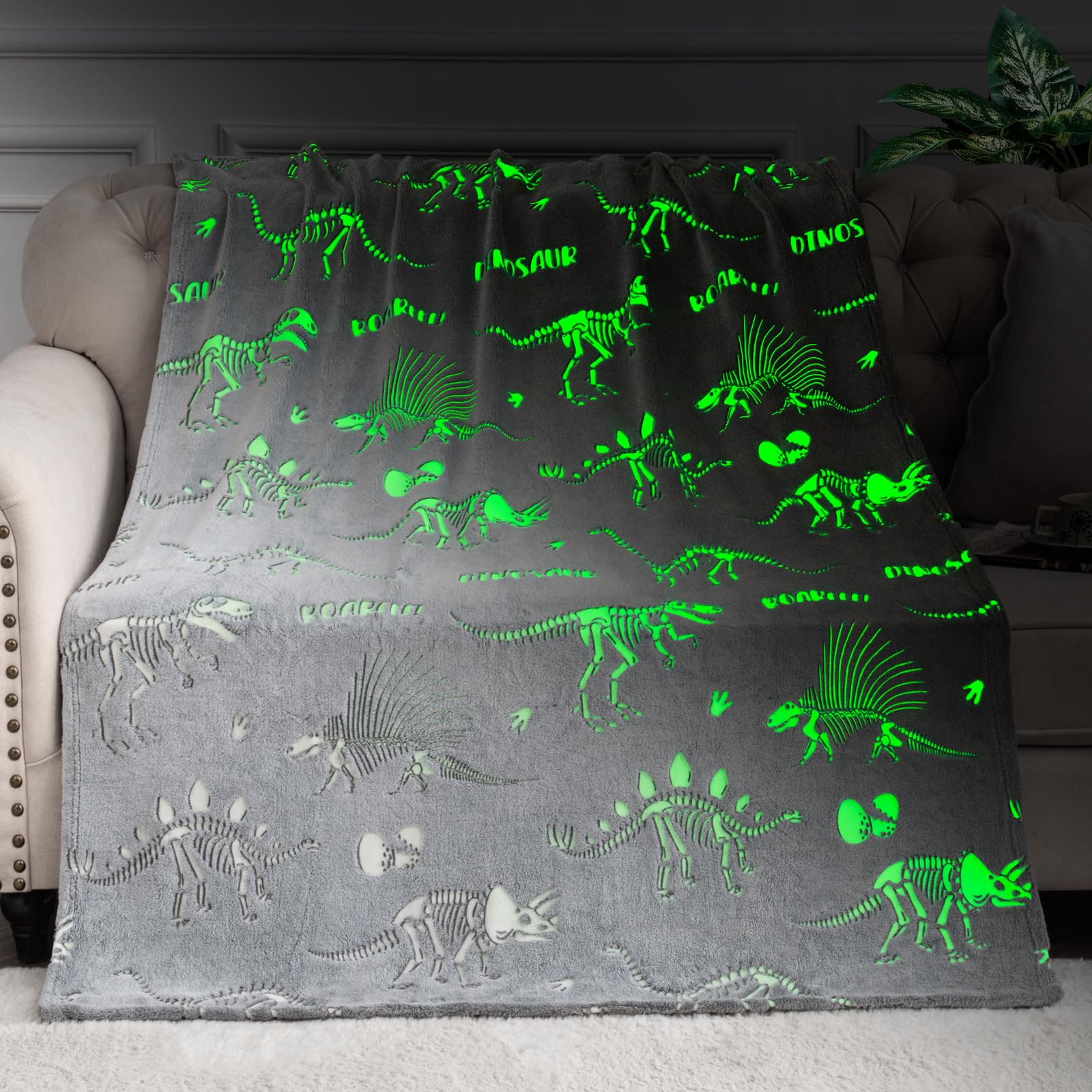 Manta Jekeno Dinosaur Glow In The Dark Para Niños De 50 X 60 Cm - Venta Internacional.