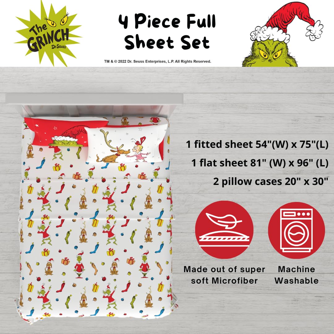 Foto 2 | Juego De Sábanas Franco Collectibles Dr. Seuss El Grinch Completo - Venta Internacional.
