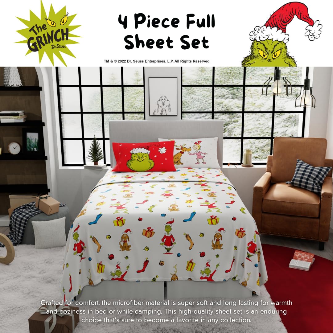 Foto 4 pulgar | Juego De Sábanas Franco Collectibles Dr. Seuss El Grinch Completo - Venta Internacional.