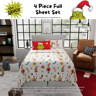 Foto 3 | Juego De Sábanas Franco Collectibles Dr. Seuss El Grinch Completo - Venta Internacional.