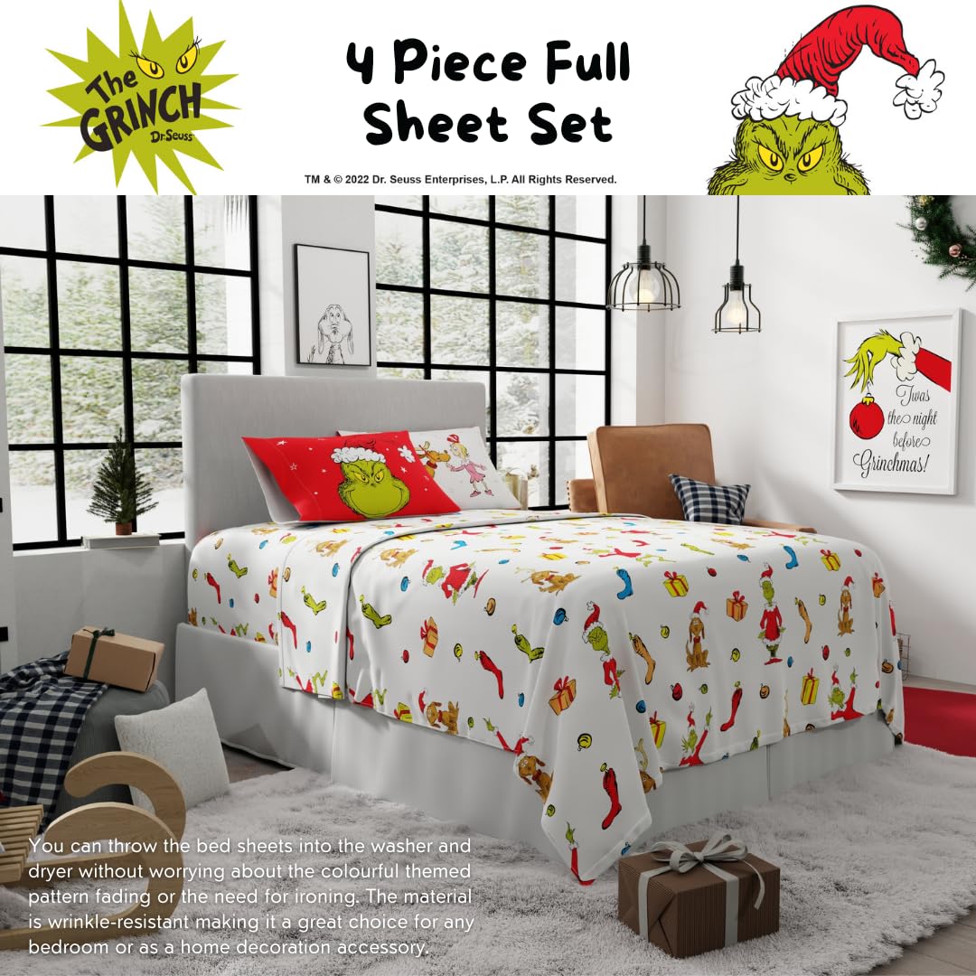 Foto 4 | Juego De Sábanas Franco Collectibles Dr. Seuss El Grinch Completo - Venta Internacional.