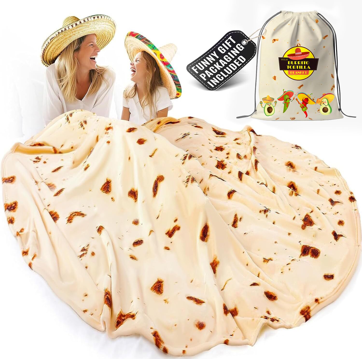 Manta Tipo Tortilla Zulay Giant De Doble Cara, 150 Cm, Franela, 285 G/m² - Venta Internacional.