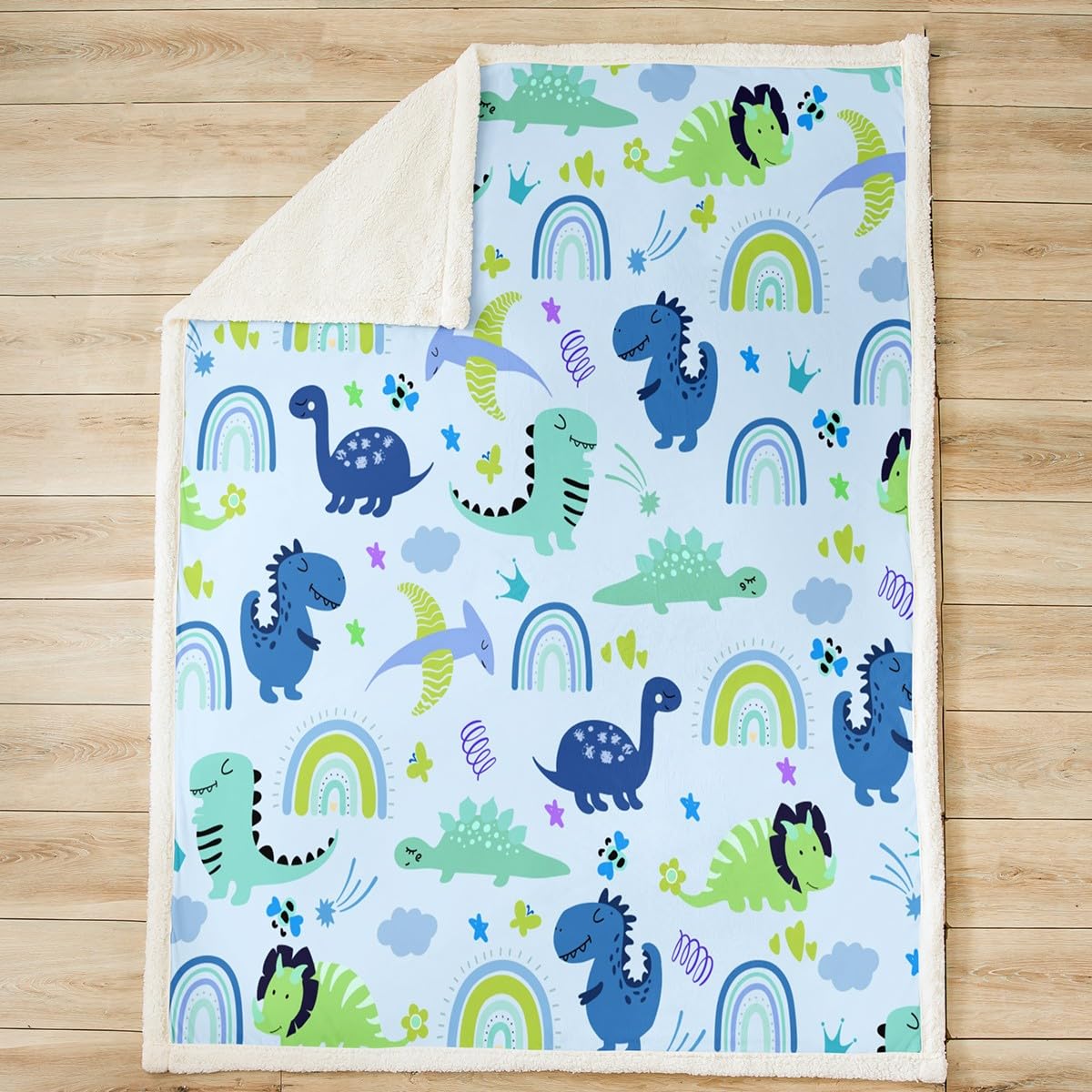 Foto 4 pulgar | Manta Feelyou Dinosaur Sherpa Para Niños Y Niñas, 150 X 200 Cm - Venta Internacional.