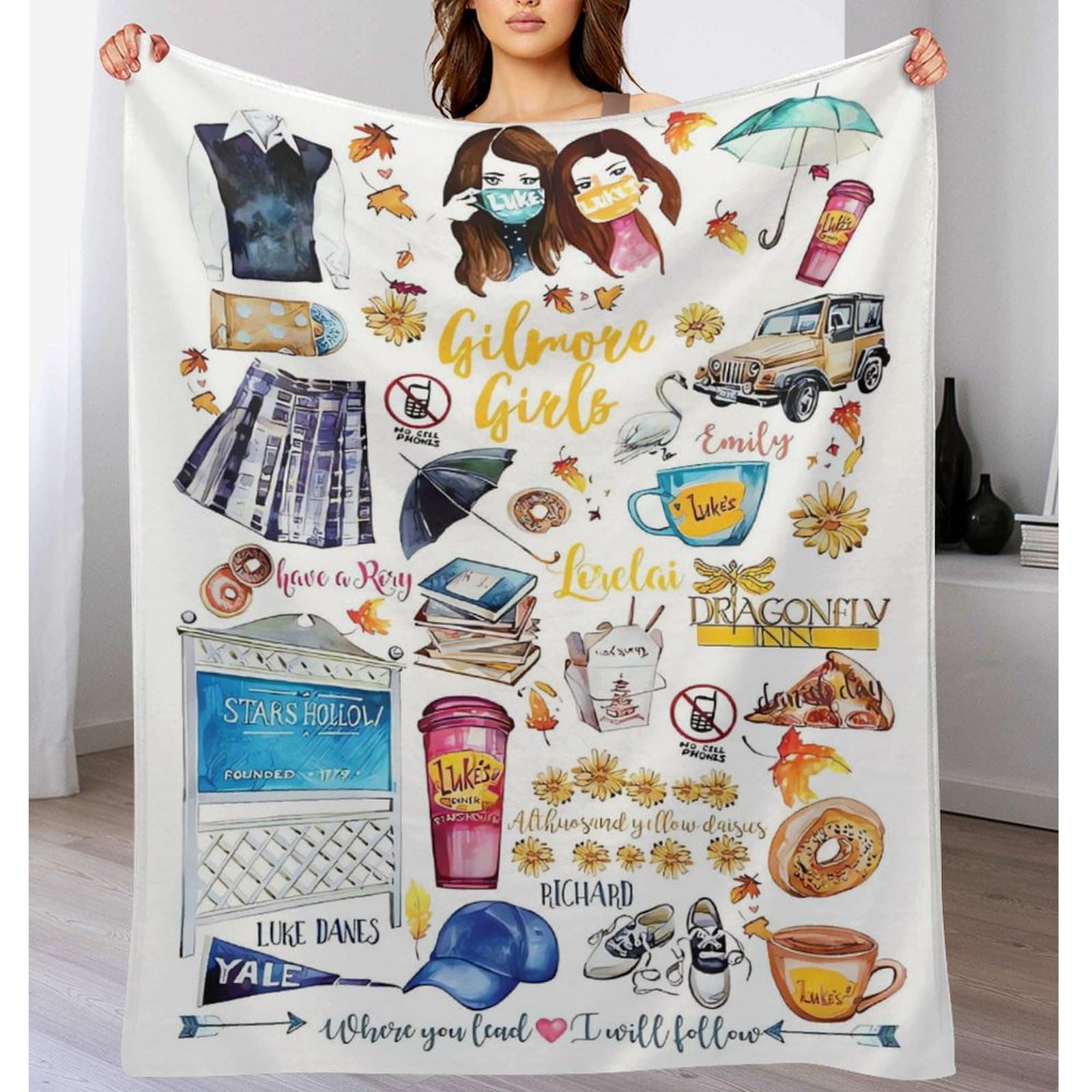 Manta De Franela Gilmore And Girls, 150 X 125 Cm, Suave - Venta Internacional. $1,329