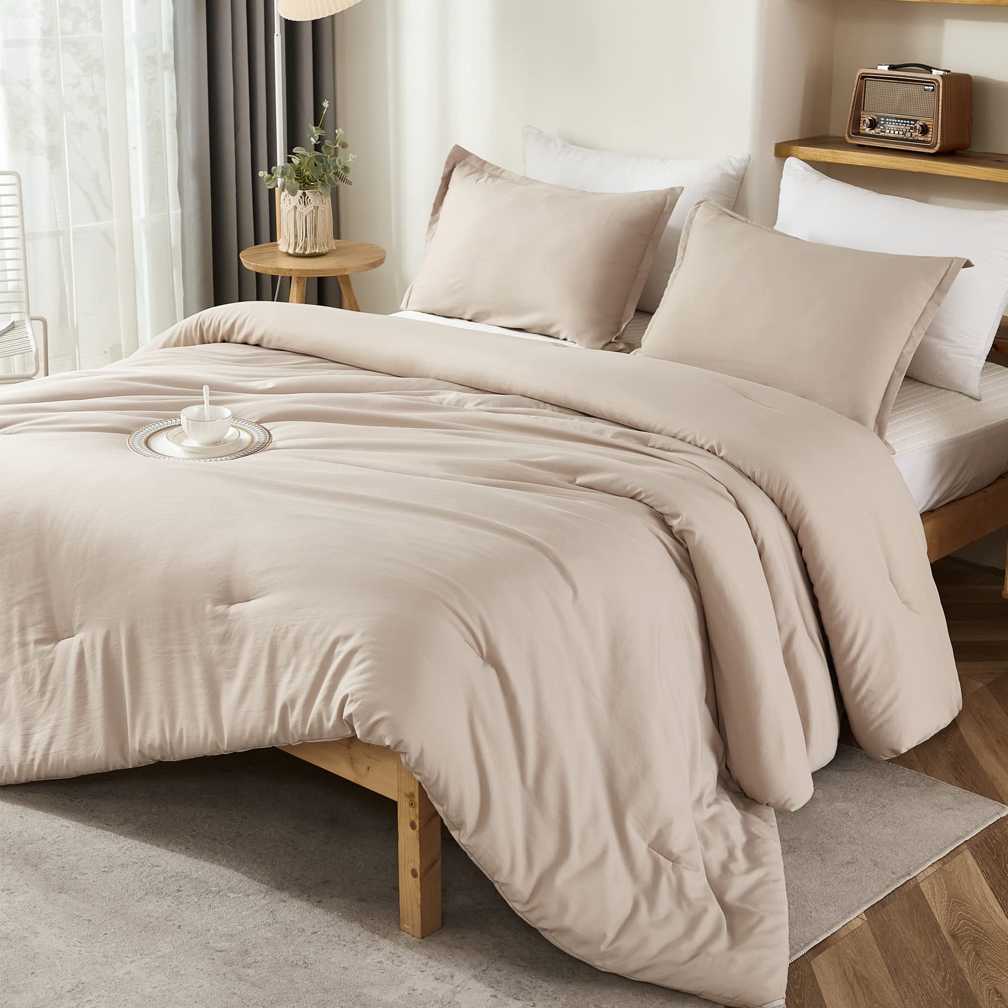 Juego De Edredón Litanika Khaki, Tamaño Completo, 3 Piezas Farmhouse S - Venta Internacional. $1,479
