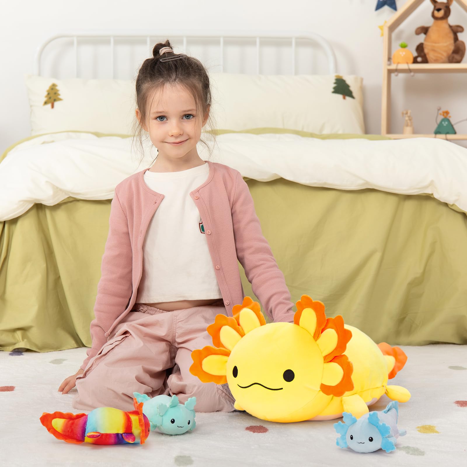 Foto 5 | Juguete De Peluche Maogolan Giant Axolotl Con 3 Bebés En El Interior De 60 Cm - Venta Internacional.