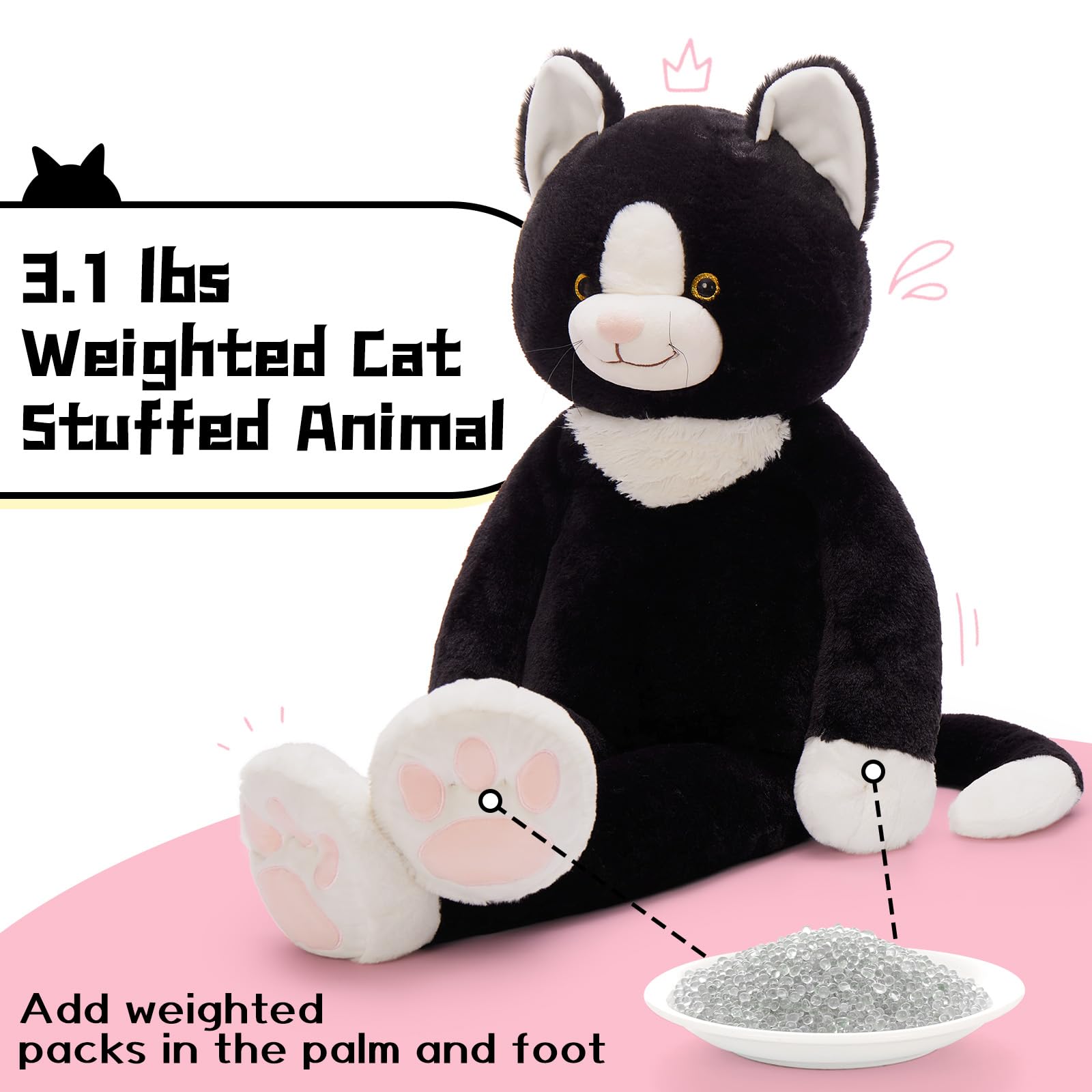 Foto 3 | Animal De Peluche Tezituor Giant Cat De 39 Pulgadas Con 1,36 Kg De Peso - Venta Internacional.