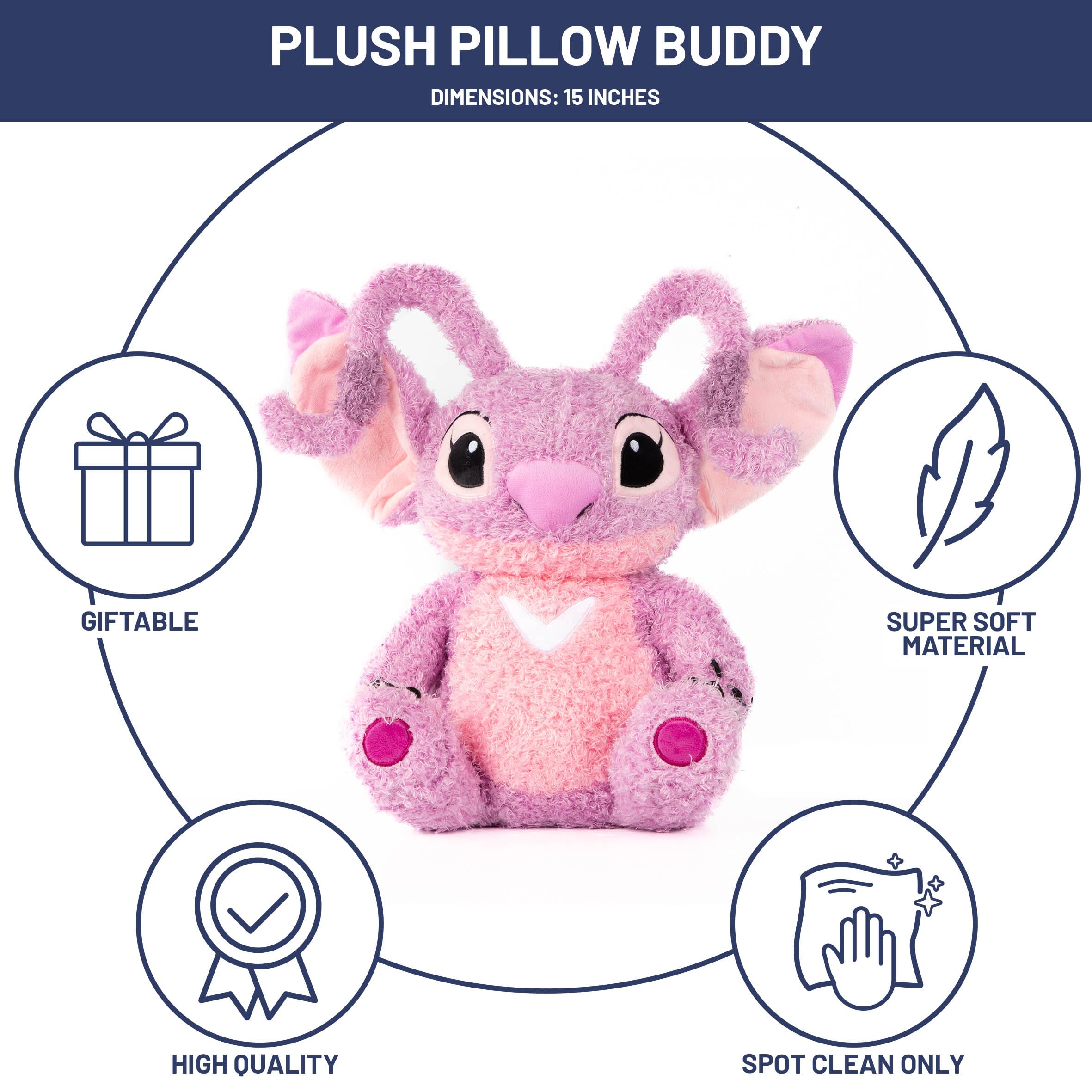 Foto 2 | Almohada De Felpa Buddy Jay Franco Disney Lilo And Stitch Angel - Venta Internacional.