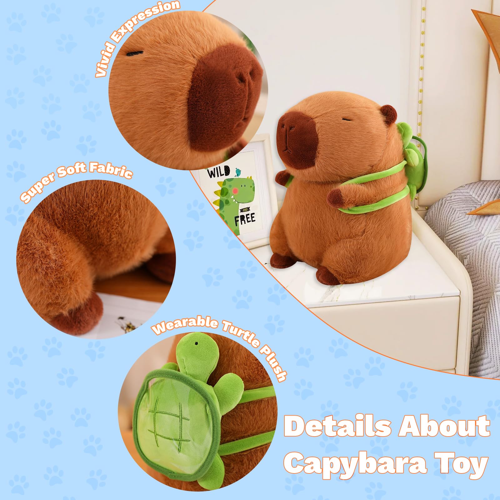 Foto 4 pulgar | Peluche Emoin Cute Capybara Con Mochila De Tortuga De 35 Cm - Venta Internacional.