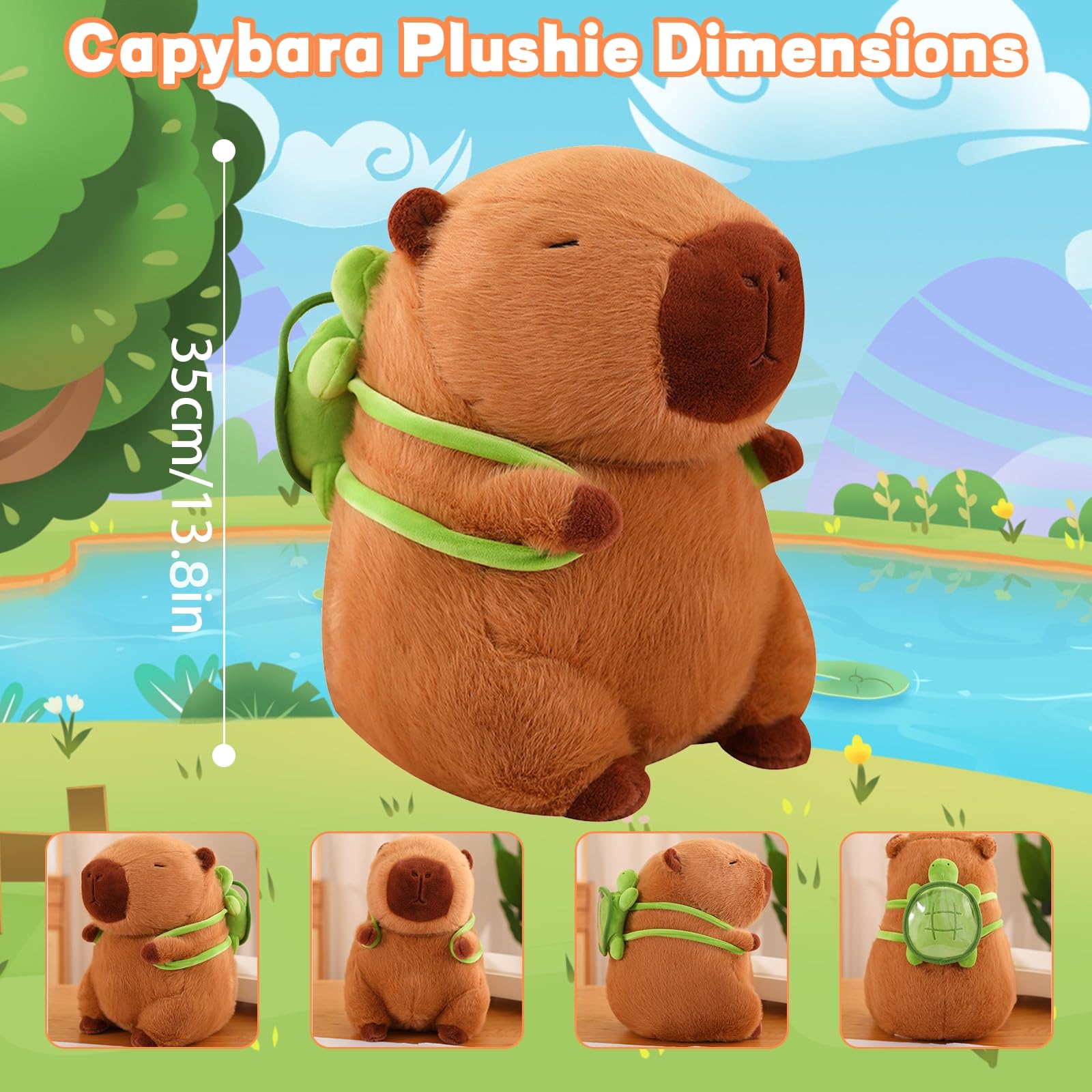 Foto 6 pulgar | Peluche Emoin Cute Capybara Con Mochila De Tortuga De 35 Cm - Venta Internacional.