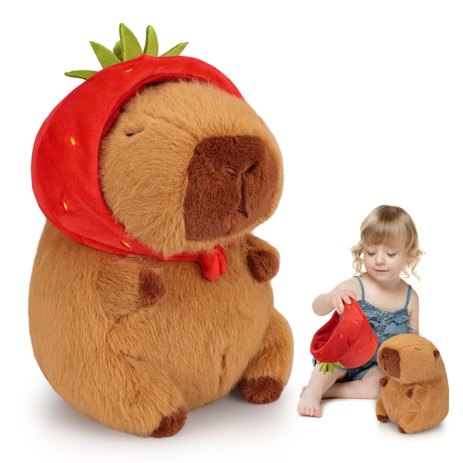 Foto 2 pulgar | Peluche Emoin Capybara Con Sombrero De Fresa, 25 Cm, Animé De Peluche - Venta Internacional.