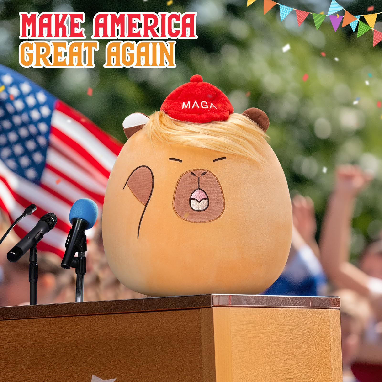 Foto 3 pulgar | Almohada De Felpa Wewill Que Habla Graciosamente Con Donald Trump Capybara - Venta Internacional.