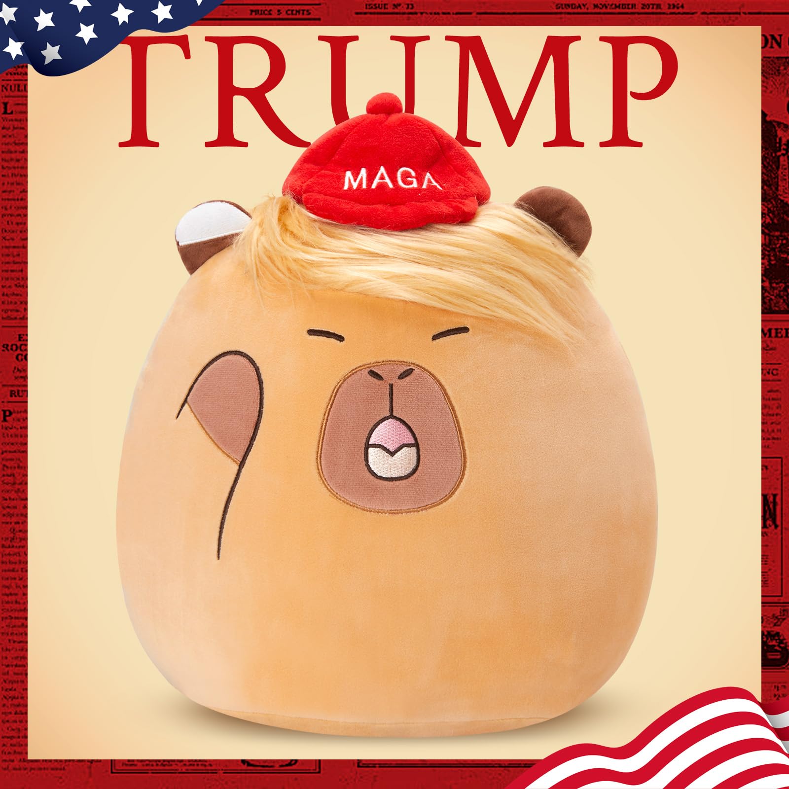 Foto 4 pulgar | Almohada De Felpa Wewill Que Habla Graciosamente Con Donald Trump Capybara - Venta Internacional.