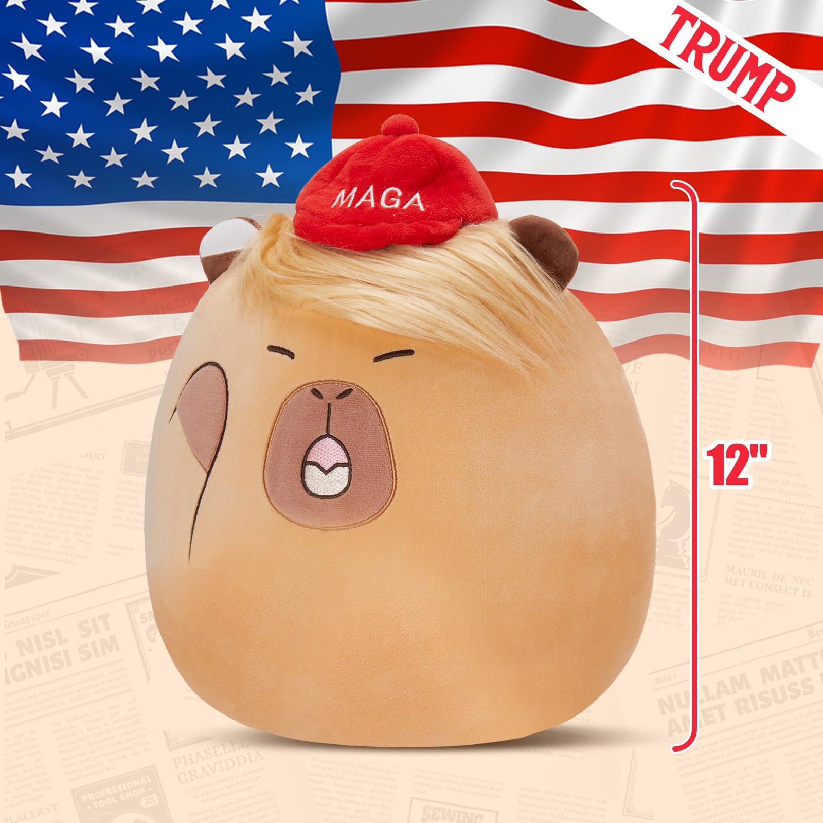 Foto 6 pulgar | Almohada De Felpa Wewill Que Habla Graciosamente Con Donald Trump Capybara - Venta Internacional.