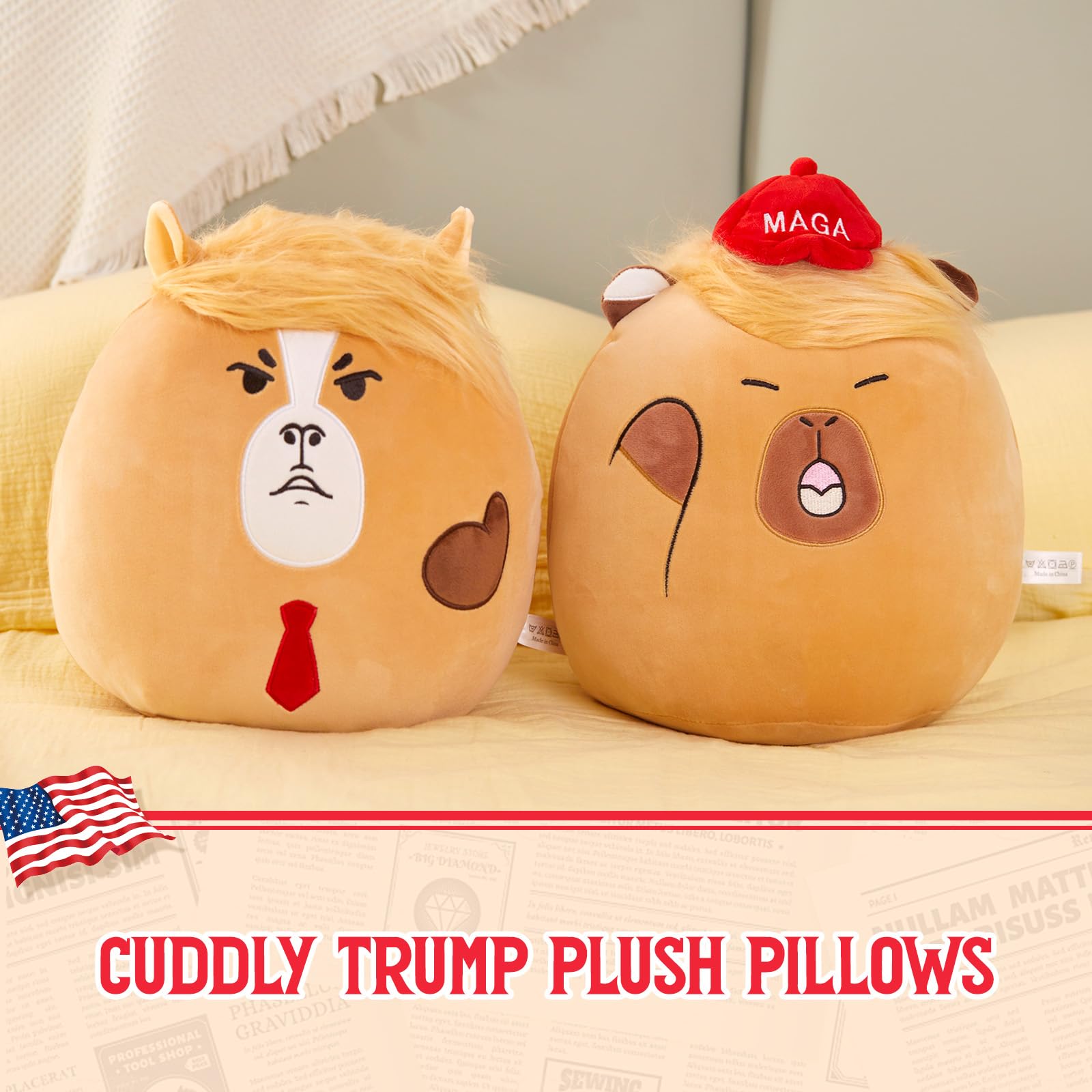 Foto 8 pulgar | Almohada De Felpa Wewill Que Habla Graciosamente Con Donald Trump Capybara - Venta Internacional.