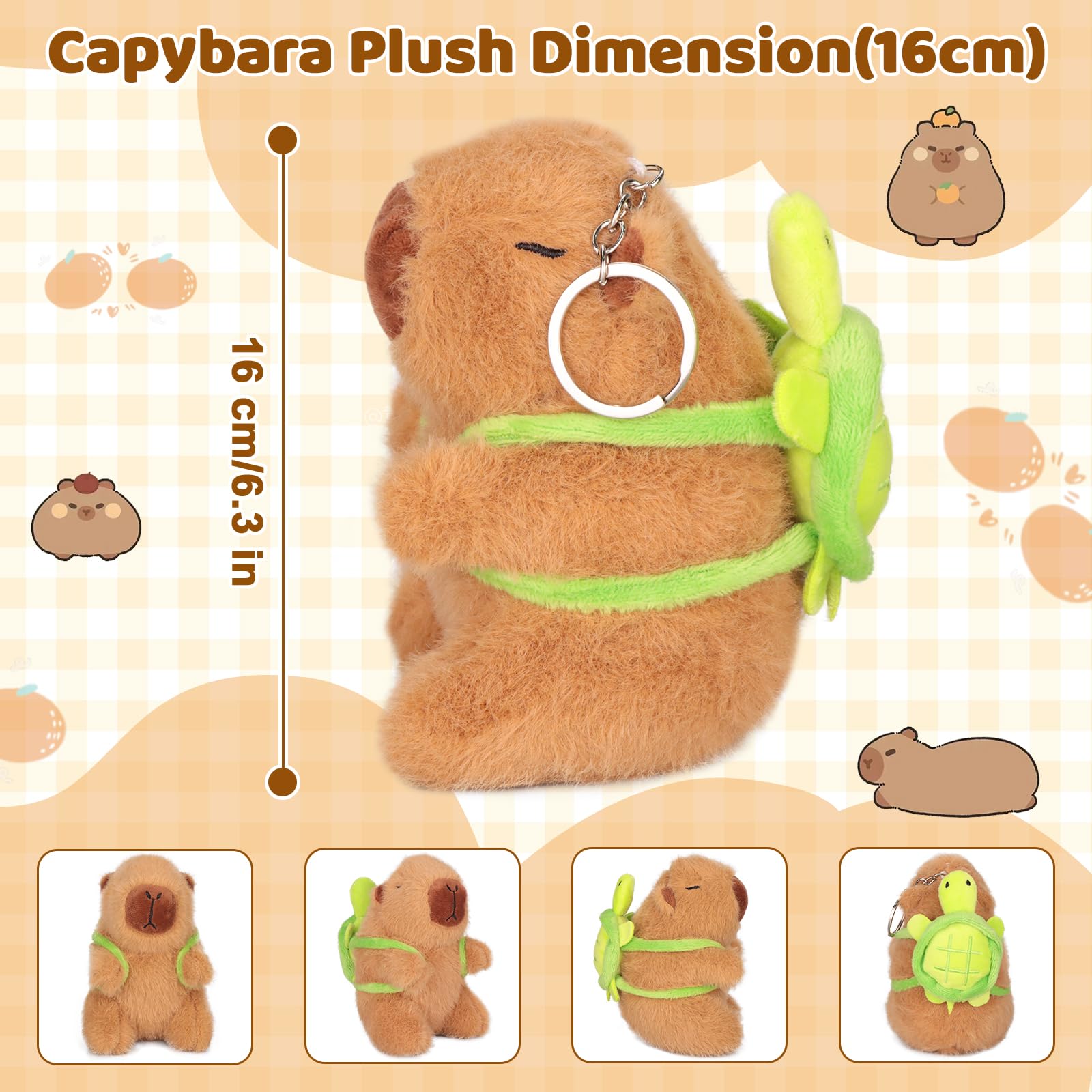 Foto 5 | Juguete De Carpincho De Peluche Emoin Cute Kawaii Con Mochila De Tortuga De 16 Cm - Venta Internacional.