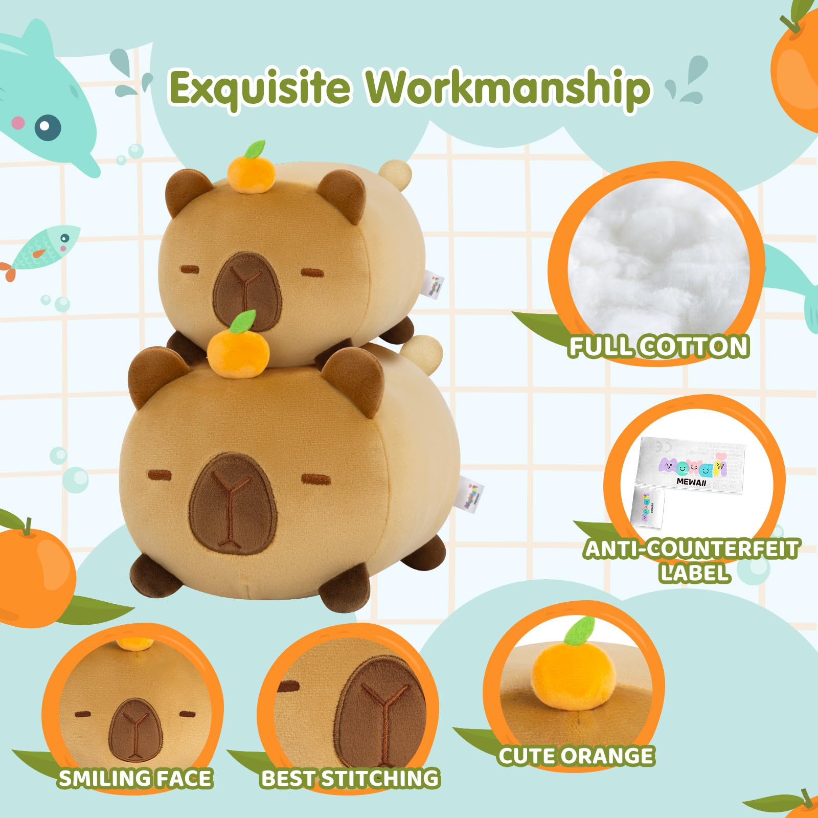 Foto 6 | Peluche Mewaii Cute Capybara De 40 Cm, Supersuave Para Niños - Venta Internacional.