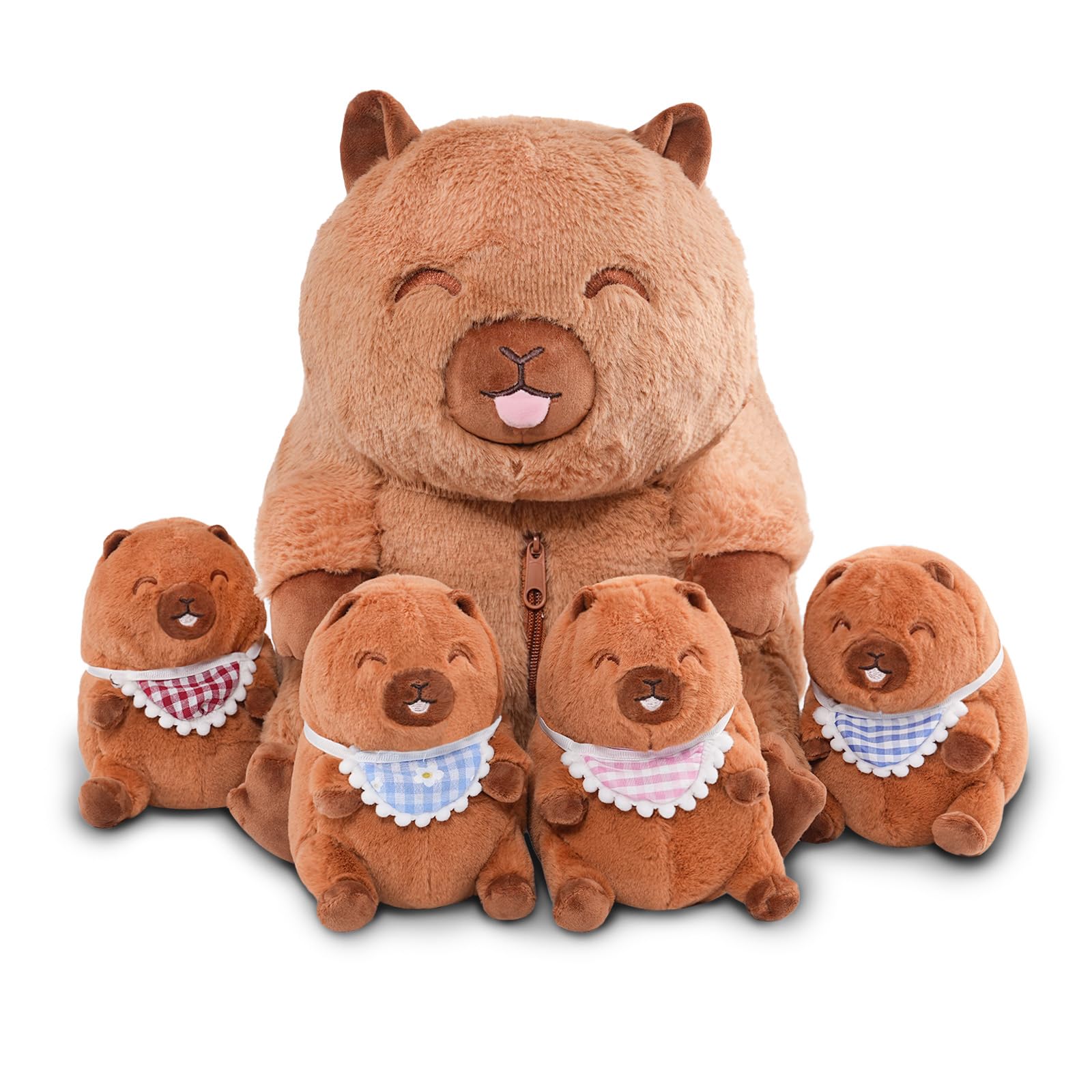 Foto 2 pulgar | Set Familiar De Animales De Peluche Niuniu Daddy Capybara Con 4 Bebés - Venta Internacional.