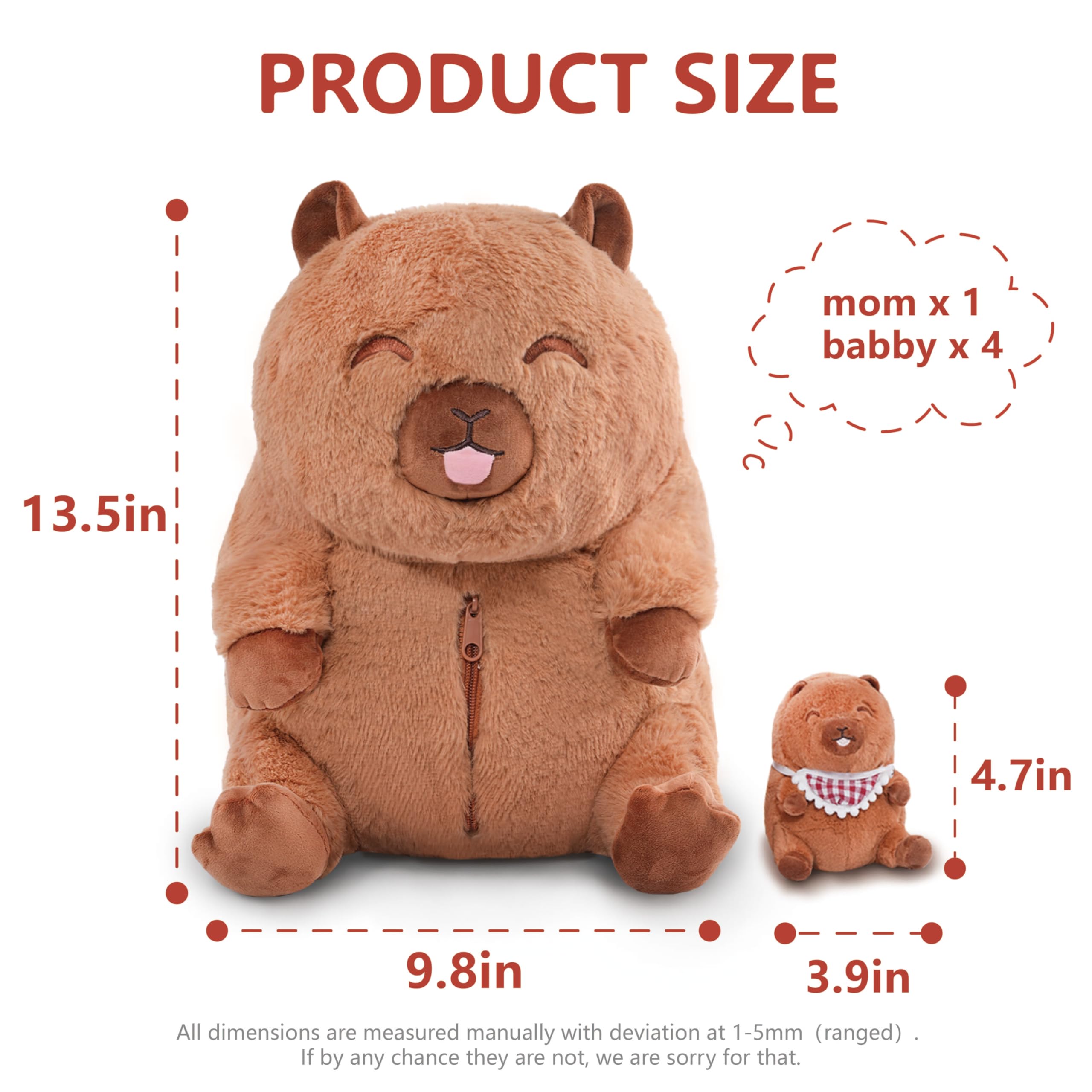 Foto 2 | Set Familiar De Animales De Peluche Niuniu Daddy Capybara Con 4 Bebés - Venta Internacional.