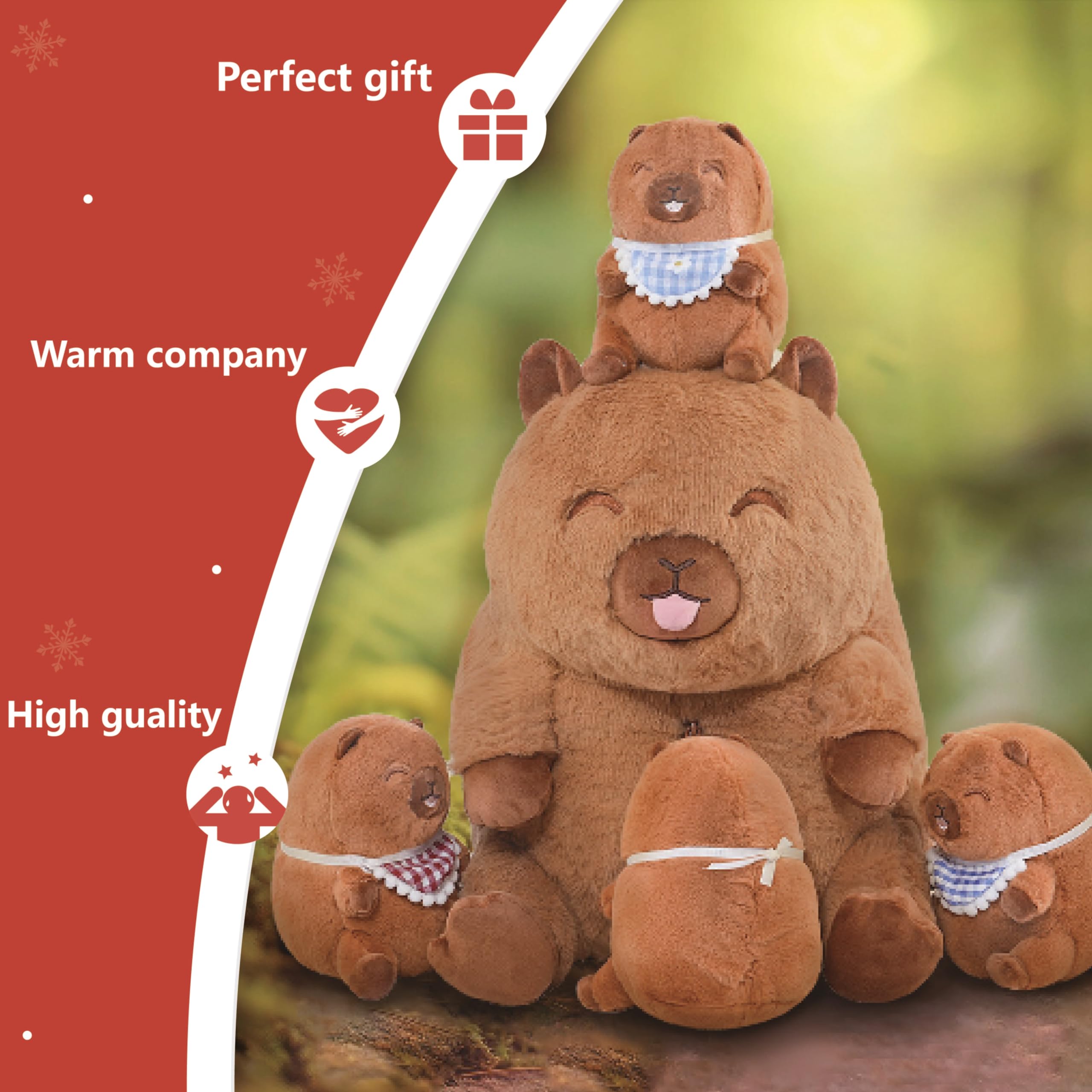 Foto 4 | Set Familiar De Animales De Peluche Niuniu Daddy Capybara Con 4 Bebés - Venta Internacional.