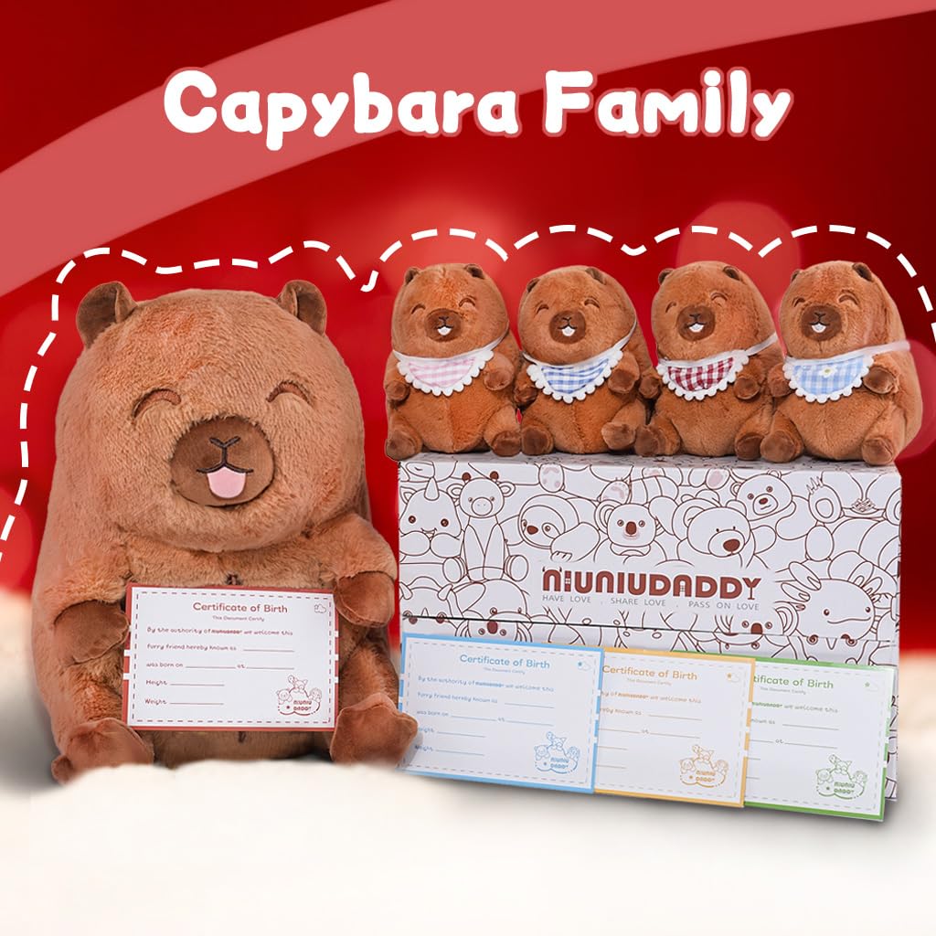 Foto 7 | Set Familiar De Animales De Peluche Niuniu Daddy Capybara Con 4 Bebés - Venta Internacional.