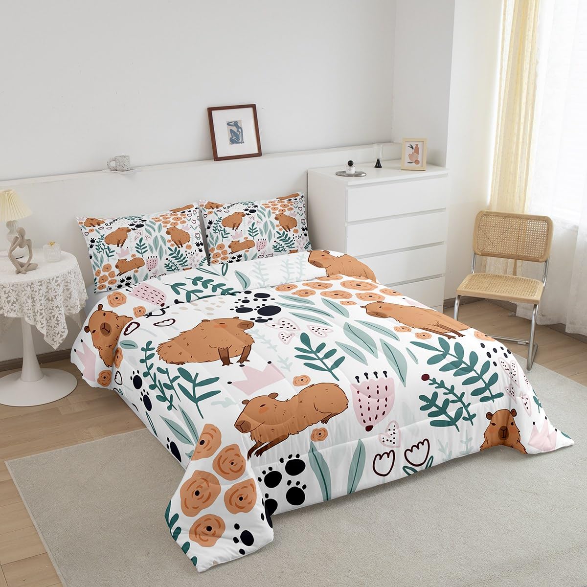 Foto 3 pulgar | Juego De Ropa De Cama Feelyou Capybara, Tamaño Doble, Con Edredón Y Almohada - Venta Internacional.