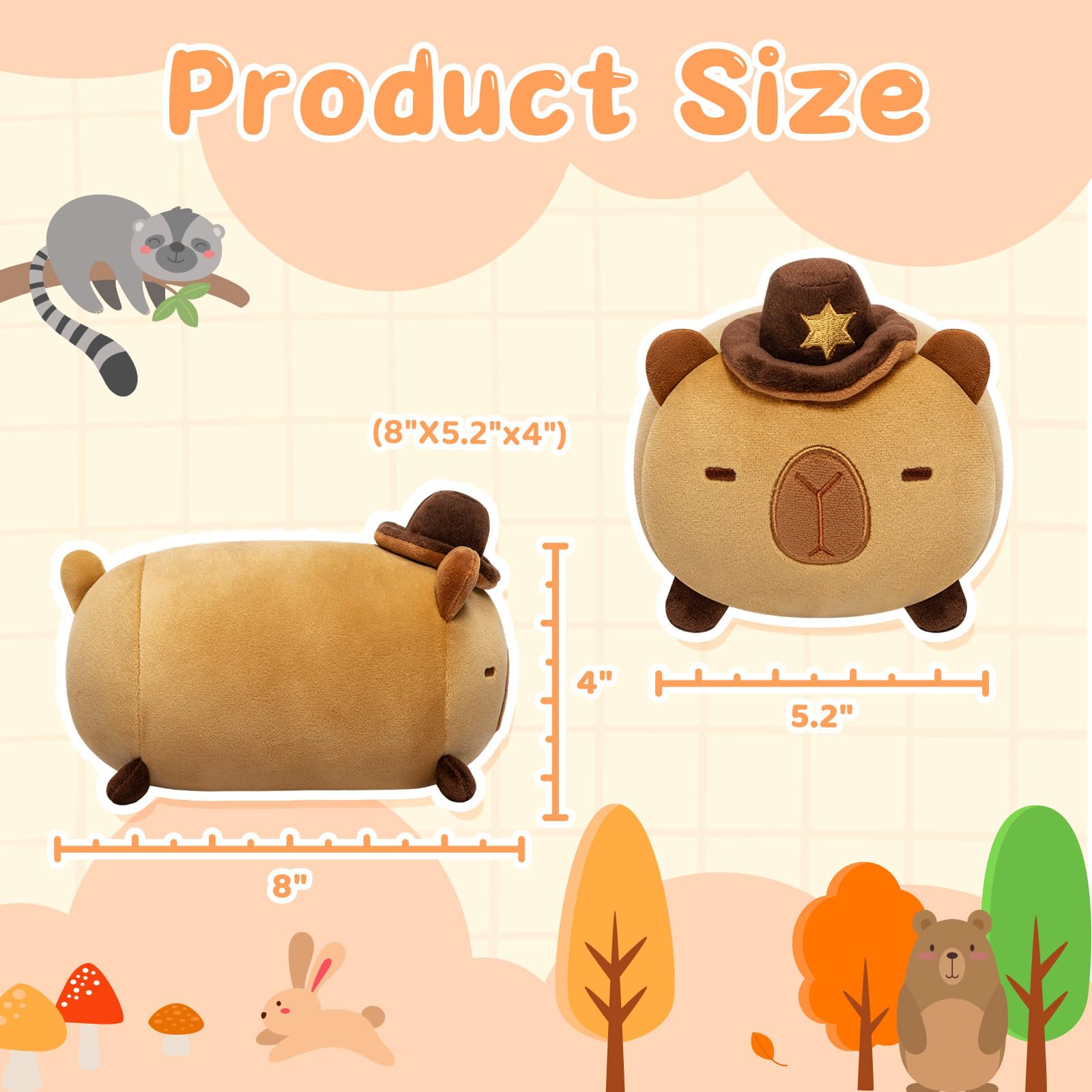 Foto 4 pulgar | Peluche Mewaii Capybara Con Sombrero De Vaquero Para Niños De 20 Cm - Venta Internacional.