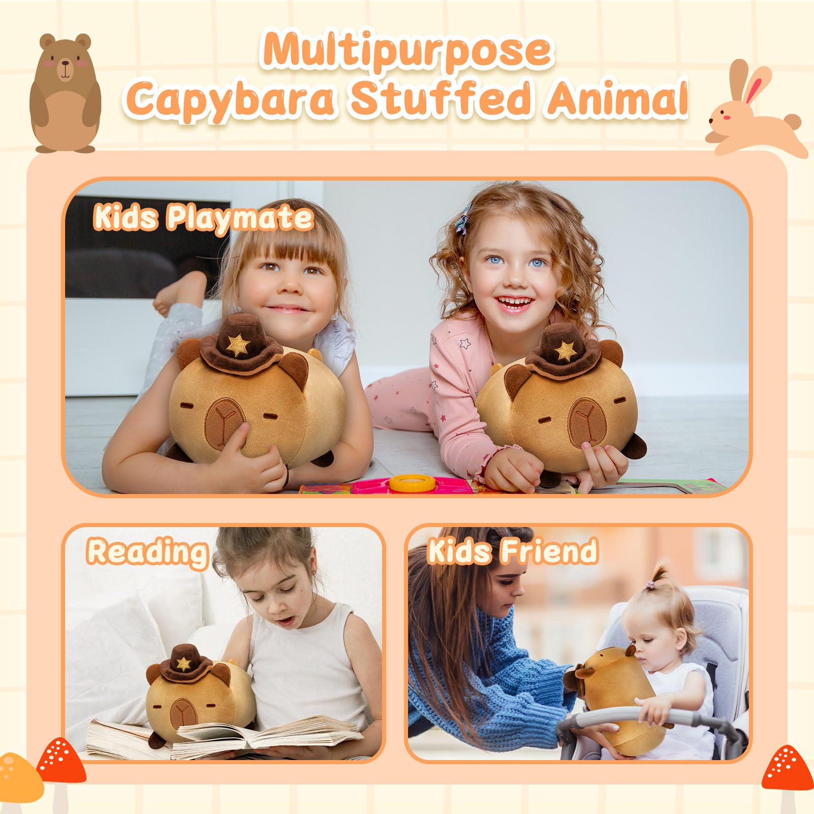 Foto 7 pulgar | Peluche Mewaii Capybara Con Sombrero De Vaquero Para Niños De 20 Cm - Venta Internacional.