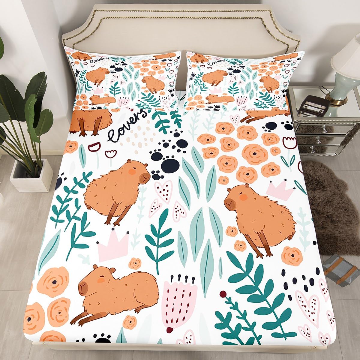 Foto 2 | Juego De Sábanas Tamaño King Feelyou Capybara Para Niños Con Deep P - Venta Internacional.