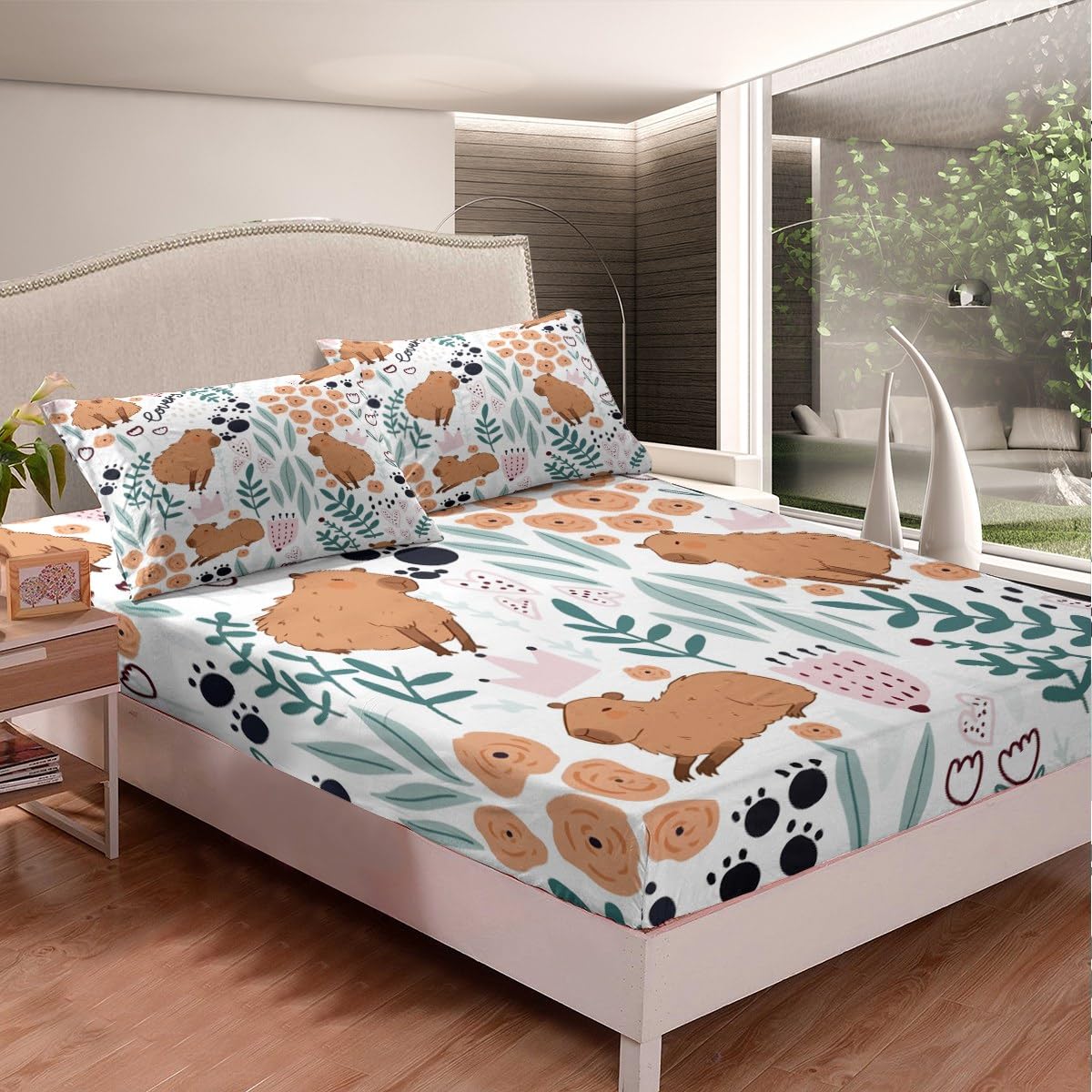 Foto 4 pulgar | Juego De Sábanas Tamaño King Feelyou Capybara Para Niños Con Deep P - Venta Internacional.