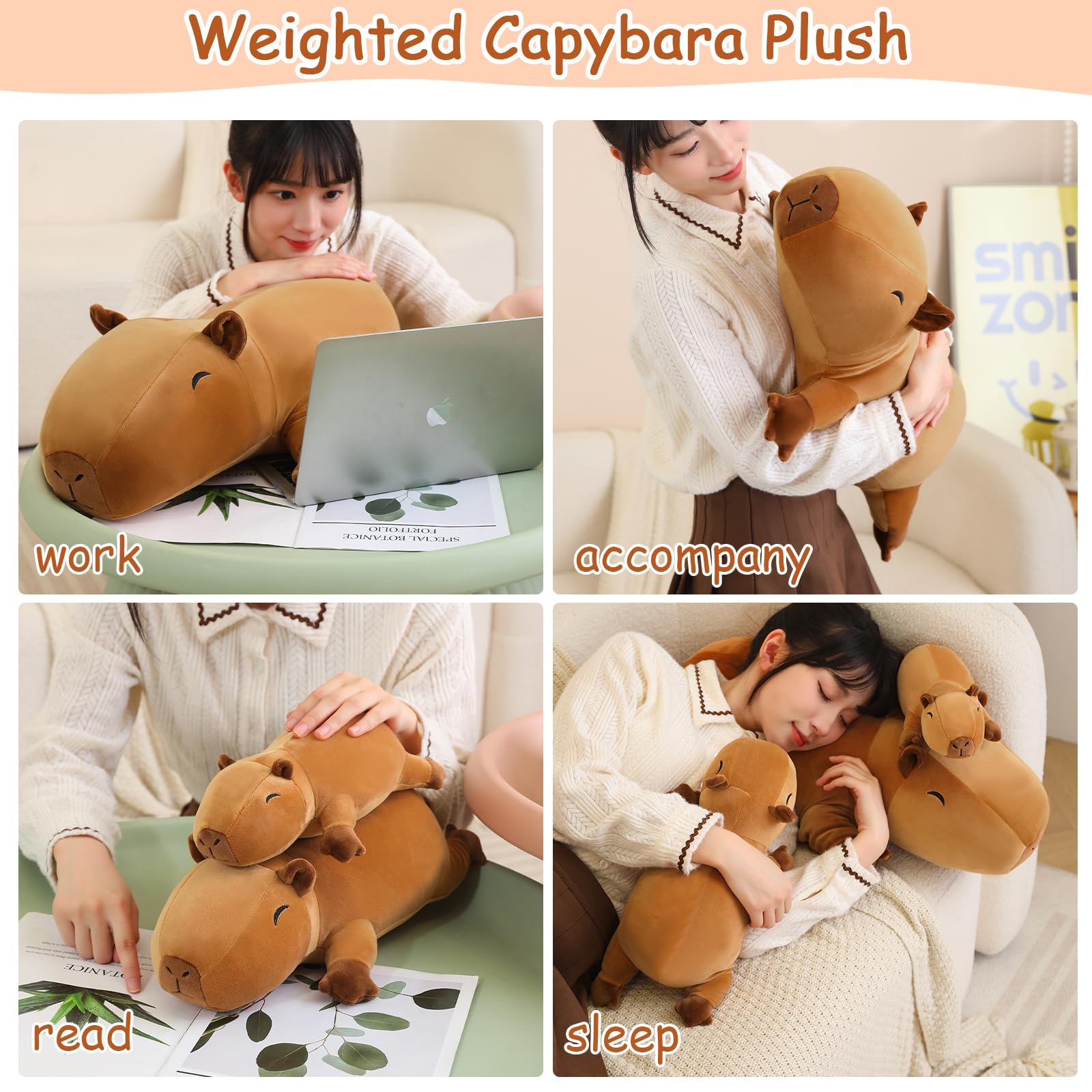 Foto 4 | Capibara De Peluche Sqeqe Con Peso De 60 Cm Y 1,4 Kg Para La Ansiedad - Venta Internacional.