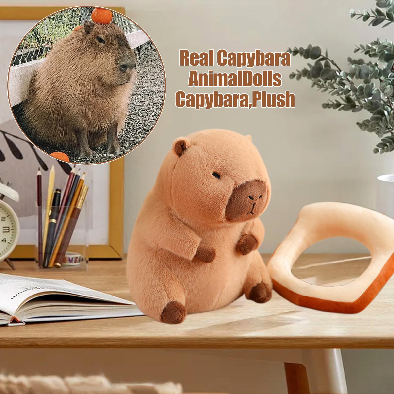 Foto 3 pulgar | Almohada De Peluche Capybara Milegi Con Pan Portátil De 30 Cm - Venta Internacional.