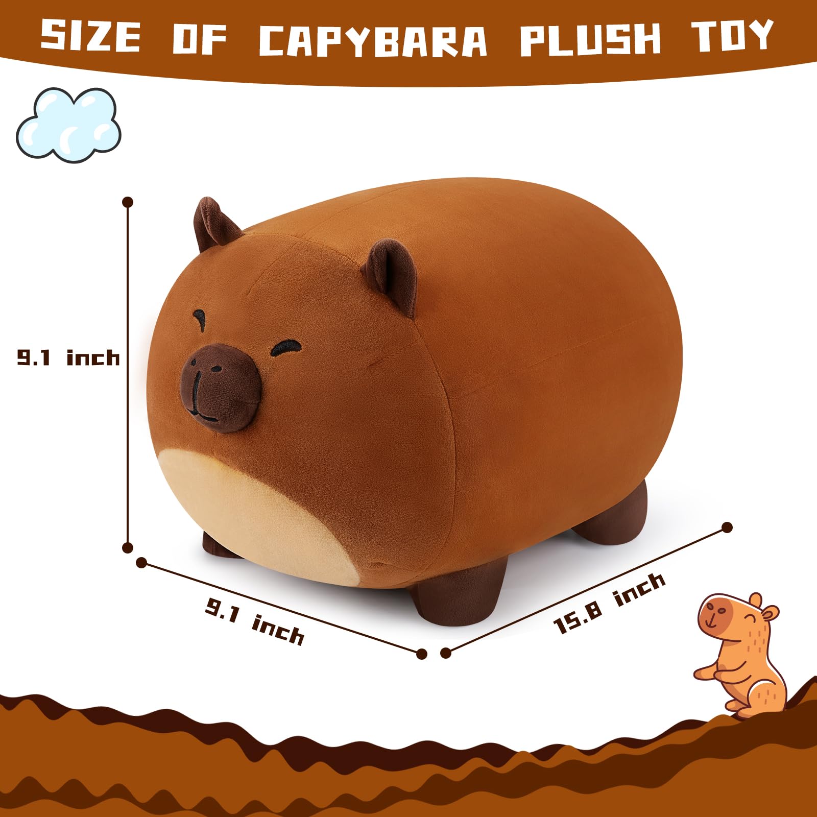 Foto 3 pulgar | Almohada De Felpa Capybara Auspicious Beginning 40 Cm Para Niños - Venta Internacional.