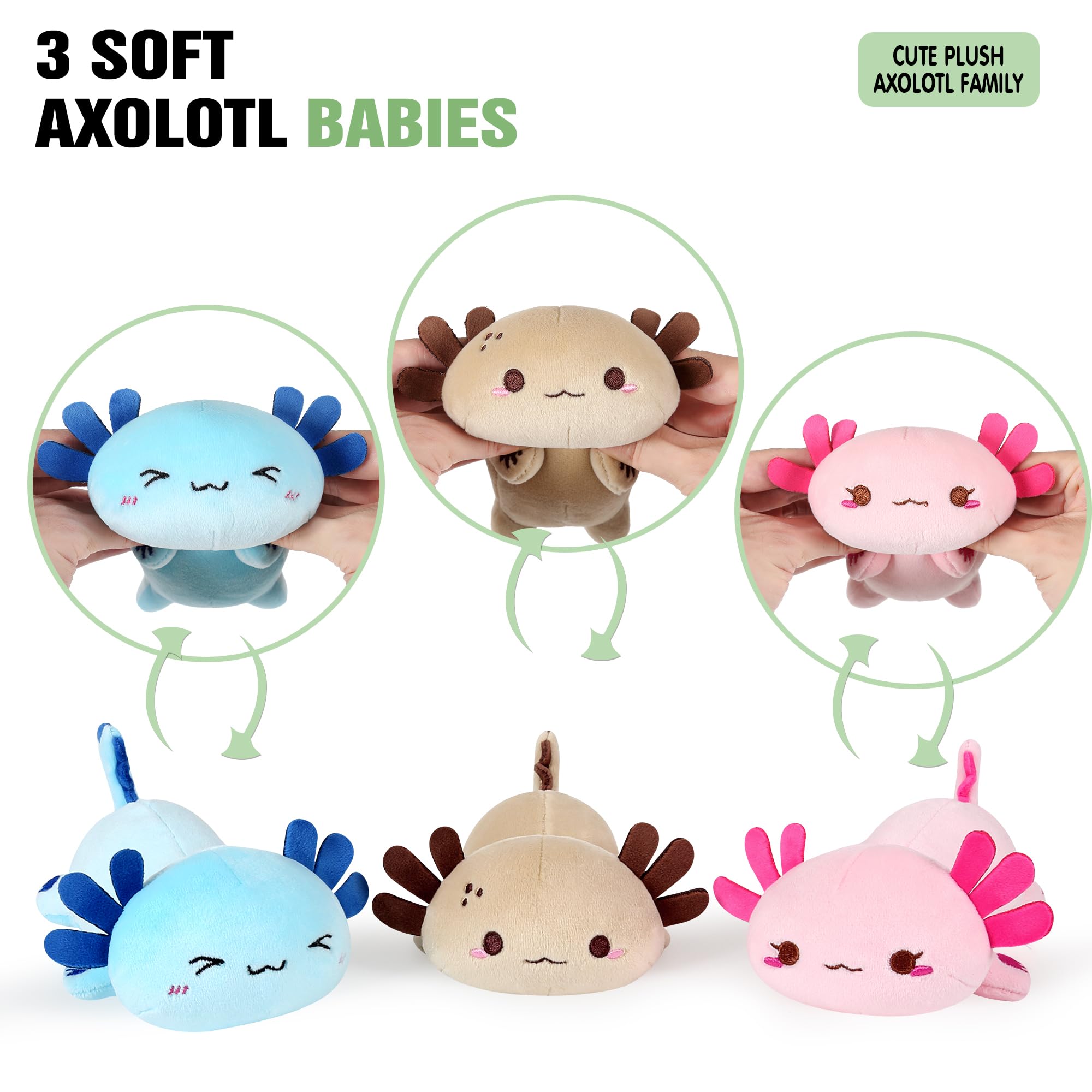 Foto 3 | Animal De Peluche Onsoyours Axolotl Mommy Con 3 Bebés De 20 Cm - Venta Internacional.