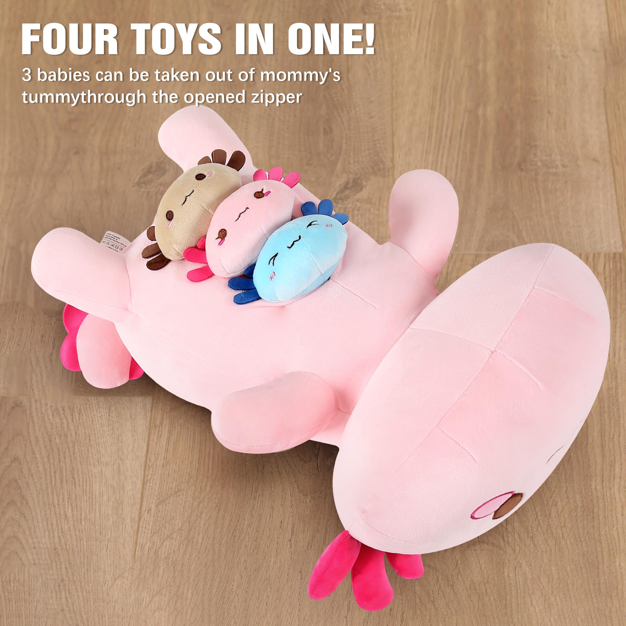 Foto 5 | Animal De Peluche Onsoyours Axolotl Mommy Con 3 Bebés De 20 Cm - Venta Internacional.