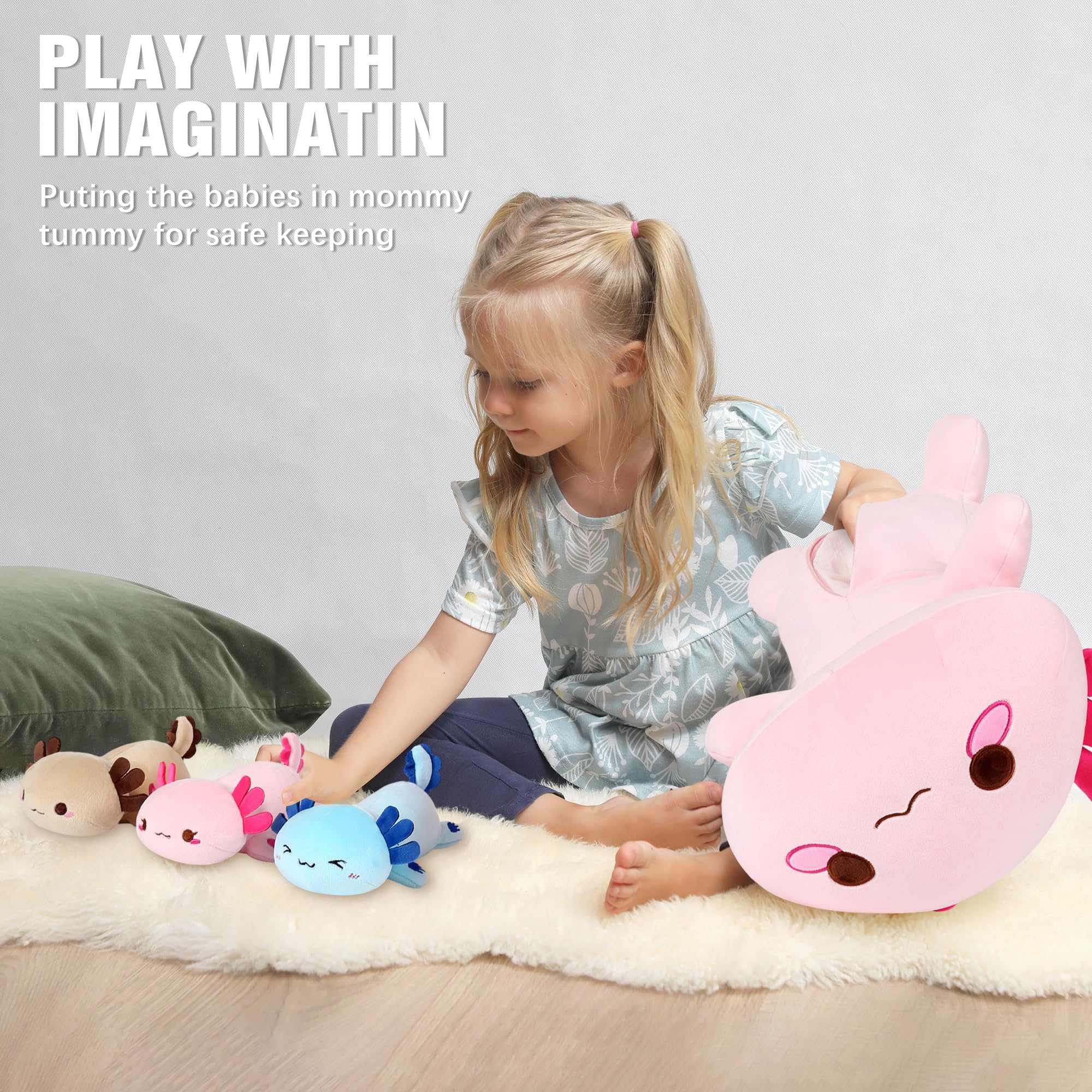 Foto 6 | Animal De Peluche Onsoyours Axolotl Mommy Con 3 Bebés De 20 Cm - Venta Internacional.