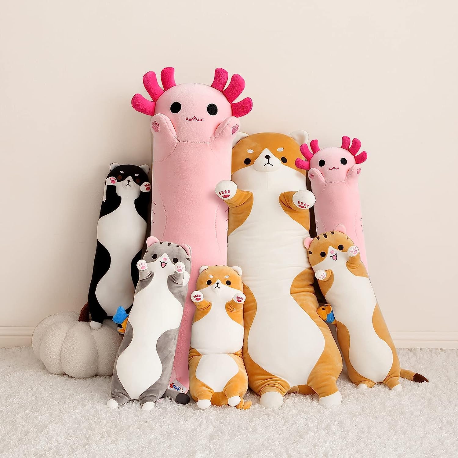 Foto 7 pulgar | Almohada De Peluche Con Forma De Gato Melocotón Rosa Con Forma De Axolotl, 34 Cm - Venta Internacional.