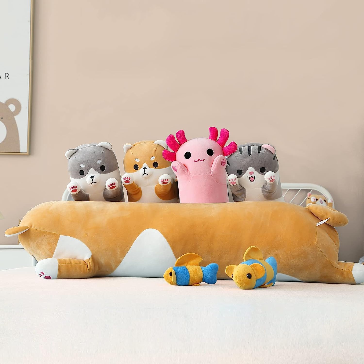 Foto 7 | Almohada De Peluche Con Forma De Gato Melocotón Rosa Con Forma De Axolotl, 34 Cm - Venta Internacional.