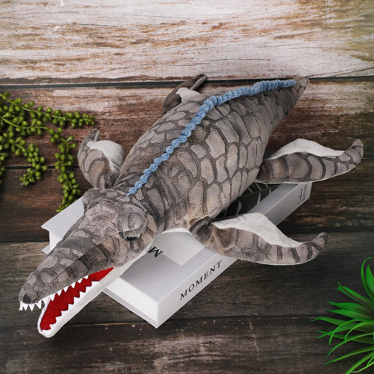 Foto 7 pulgar | Juguete De Peluche Mosasaurus Dinosaur Auluda, Gris, 45 Cm/18 Pulgadas - Venta Internacional.