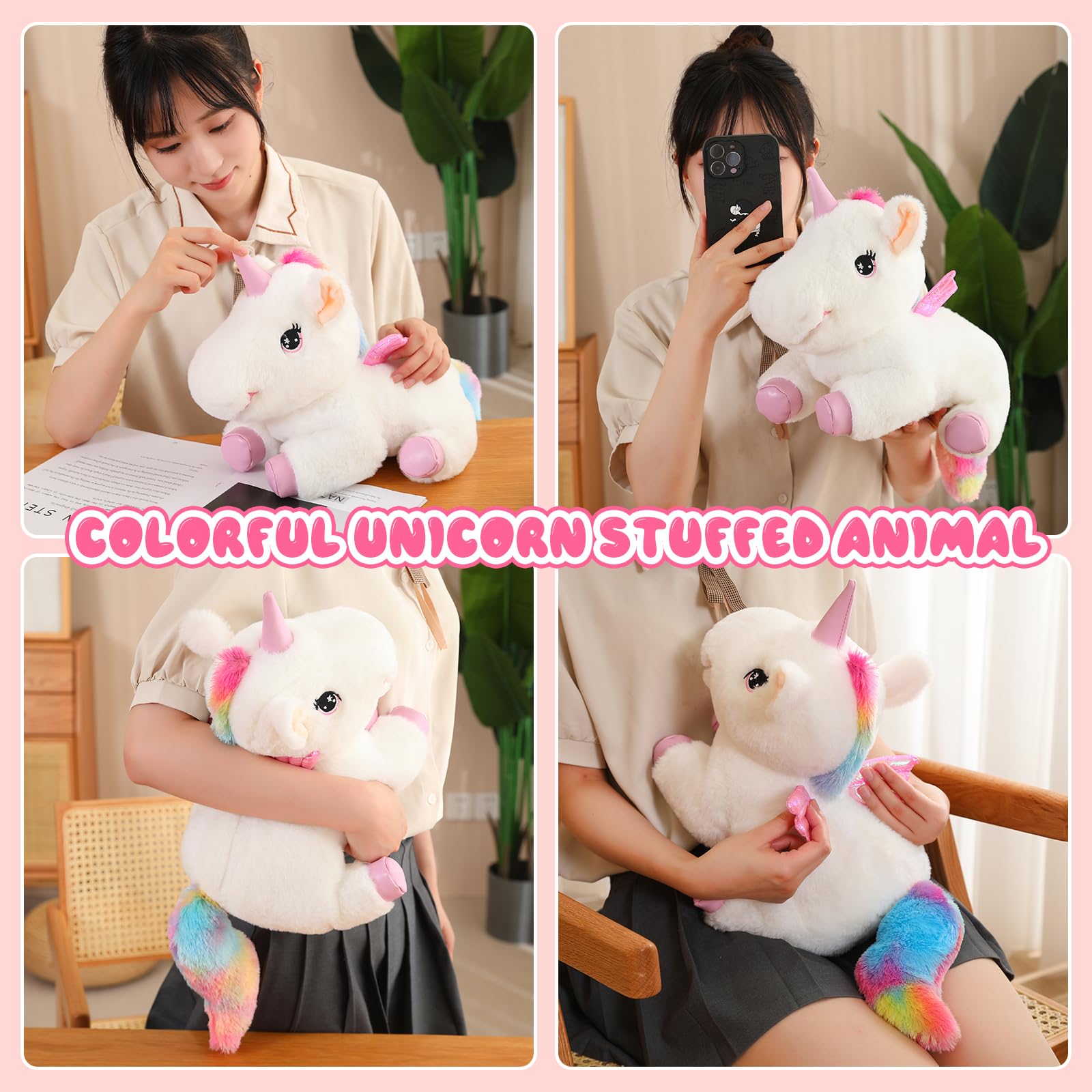 Foto 6 pulgar | Animal De Peluche Sqeqe, Bonito Unicornio Con 4 Bebés Y Alas De 40 Cm - Venta Internacional.