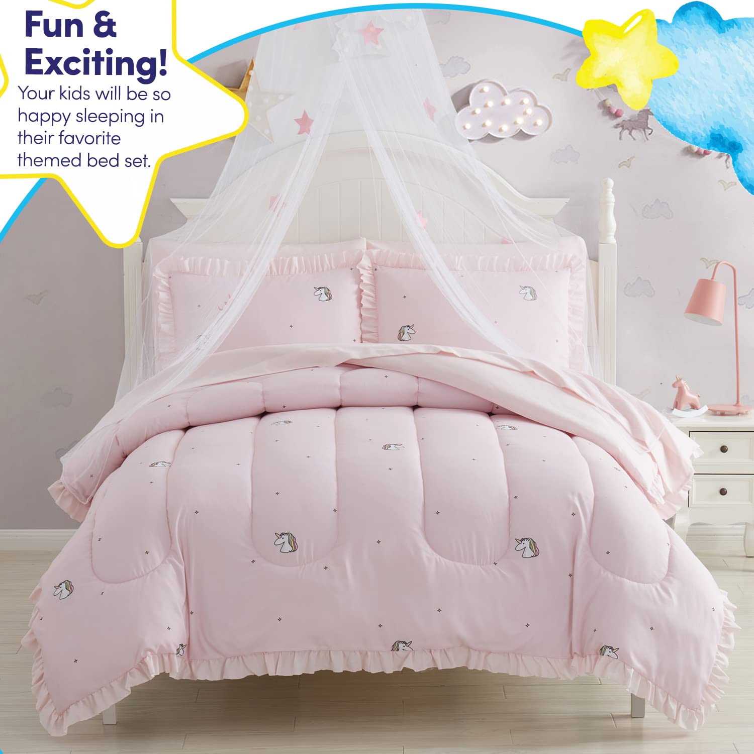 Foto 4 pulgar | Juego De Ropa De Cama Sweet Home Collection Rainbow Unicorn Twin - Venta Internacional.