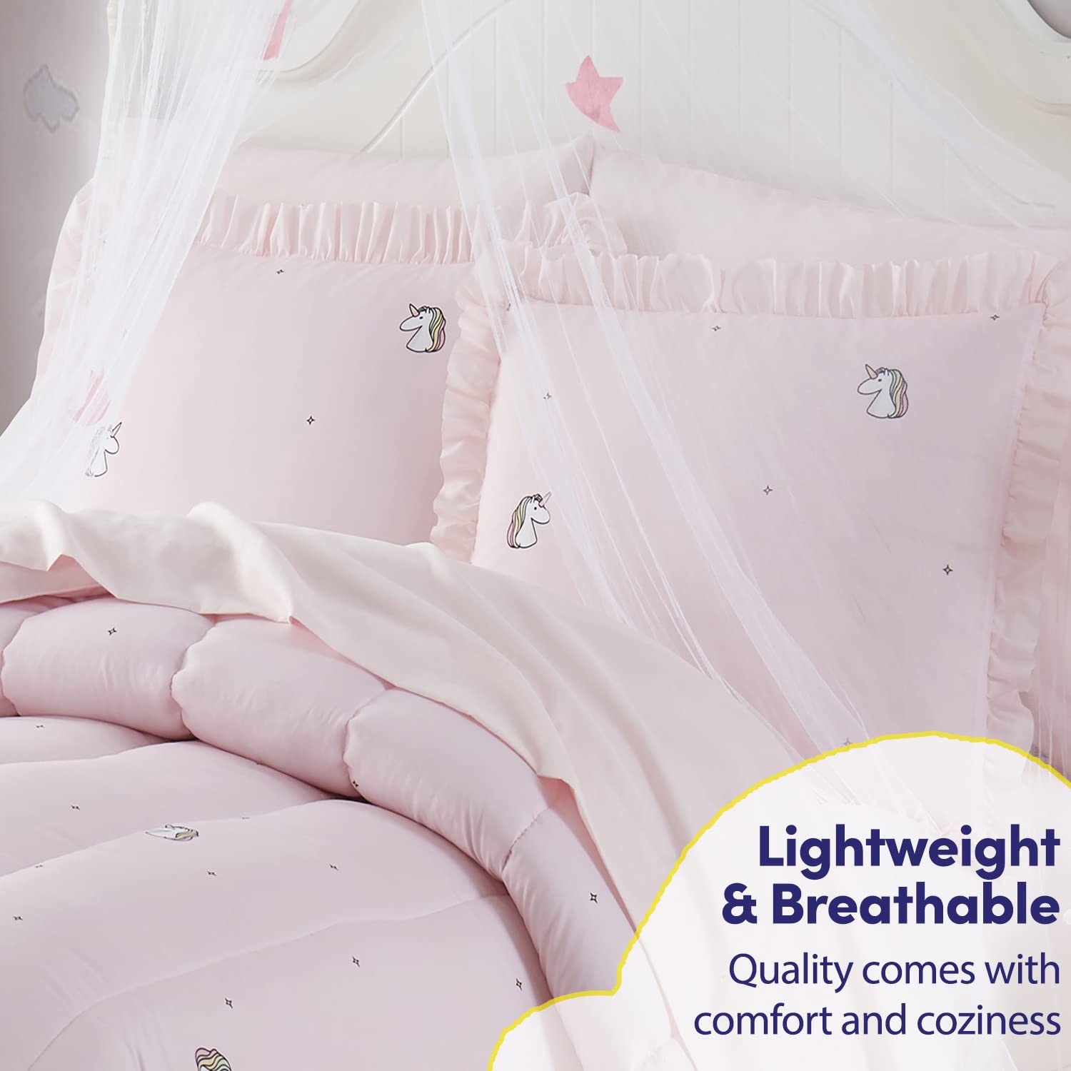 Foto 5 pulgar | Juego De Ropa De Cama Sweet Home Collection Rainbow Unicorn Twin - Venta Internacional.