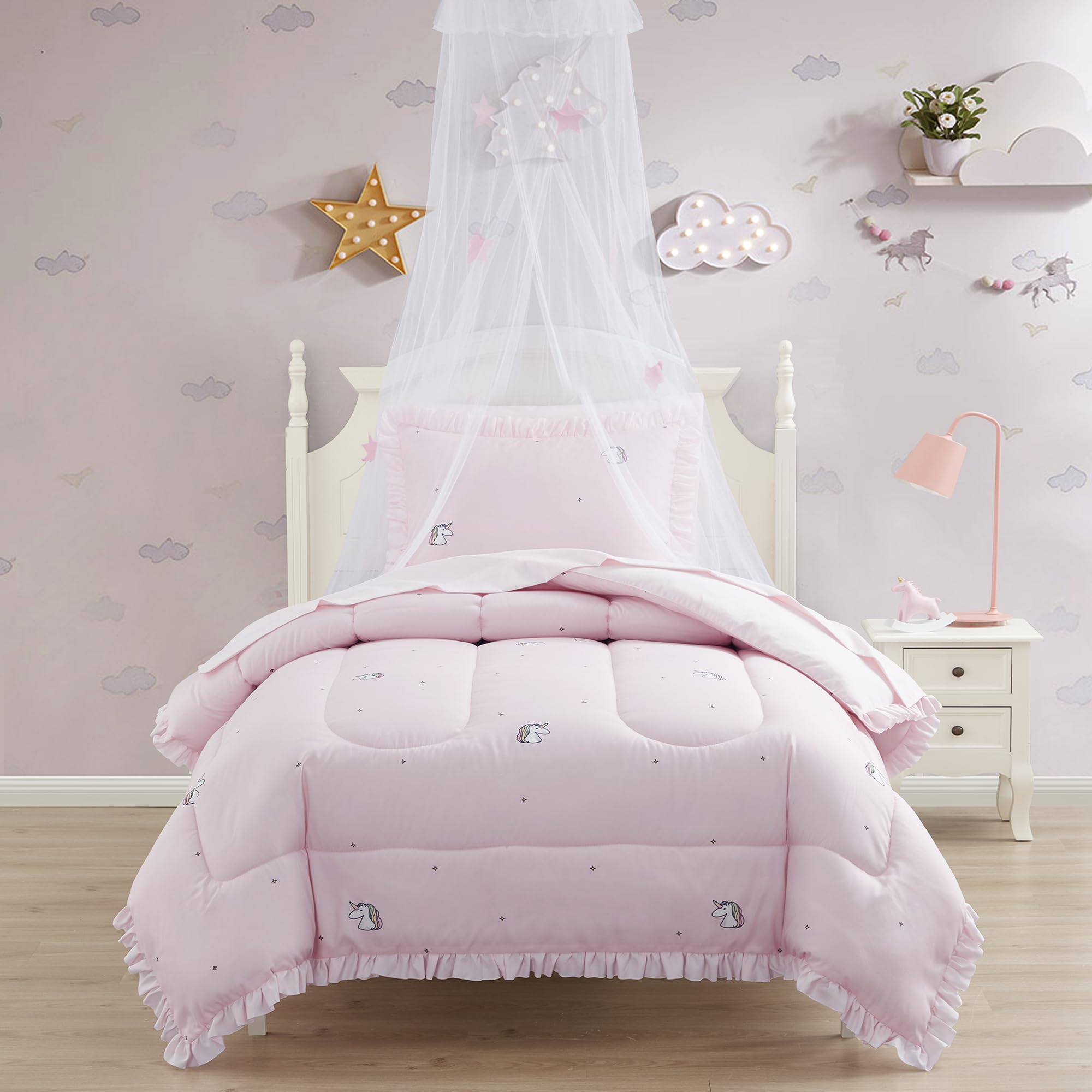 Foto 8 pulgar | Juego De Ropa De Cama Sweet Home Collection Rainbow Unicorn Twin - Venta Internacional.