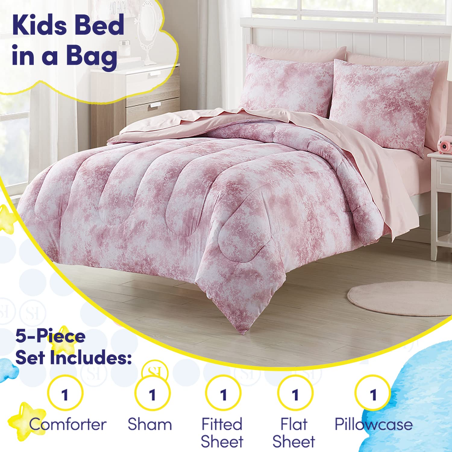 Foto 3 pulgar | Juego De Ropa De Cama Sweet Home Collection Kids Twin Waterbury Marble - Venta Internacional.