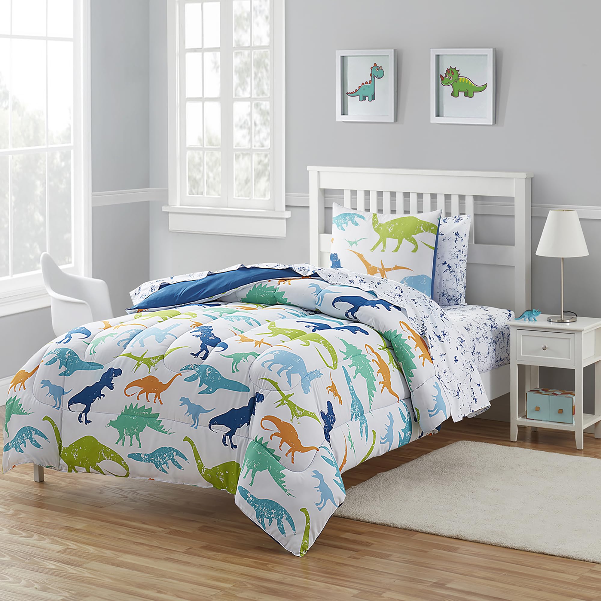 Juego De Ropa De Cama Sweet Home Collection Para Niños Con Estampado De Dinosaurios Gemelos - Venta Internacional.